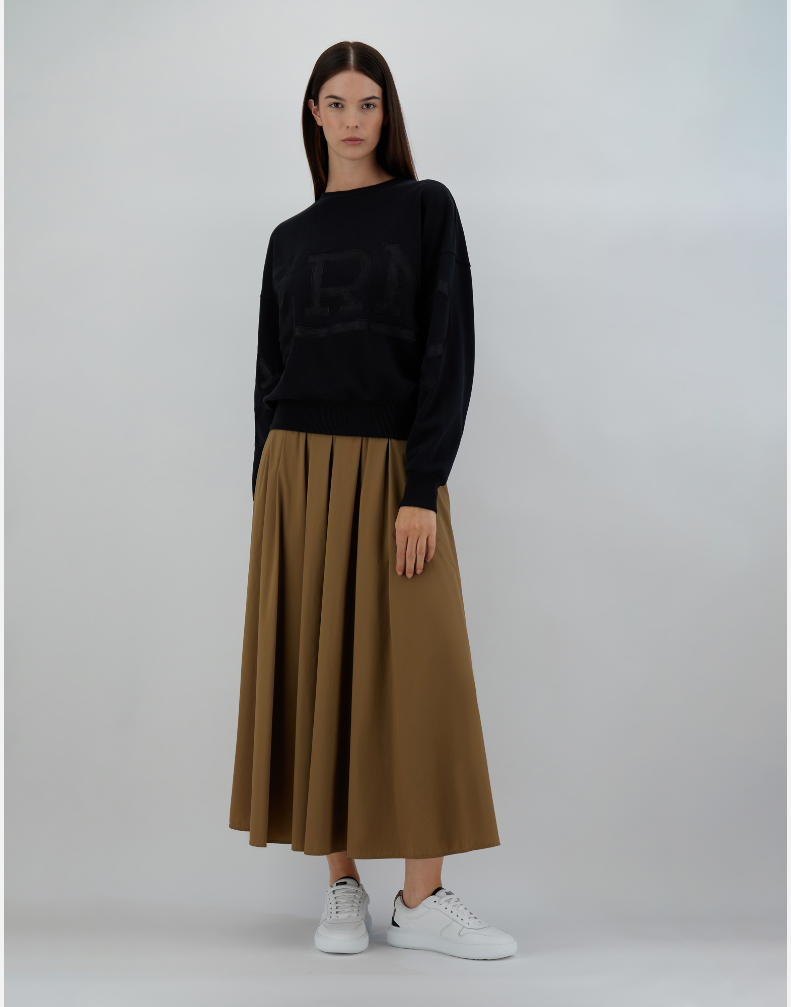 Shop Herno Diagonal Cotton, Fleece ＆ Mesh スウェットシャツ In Black