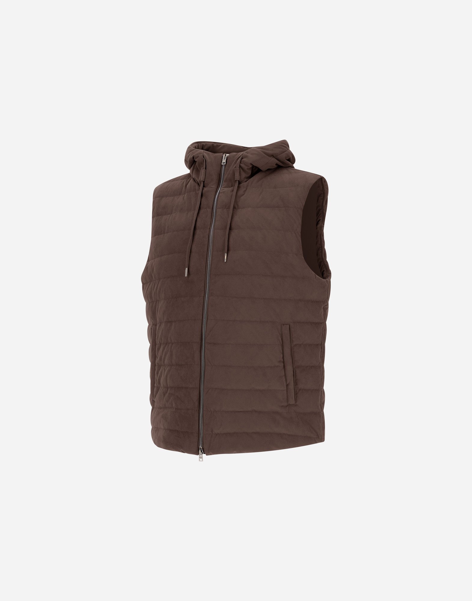 Shop Herno Suede Effect Vest In Dark Brown