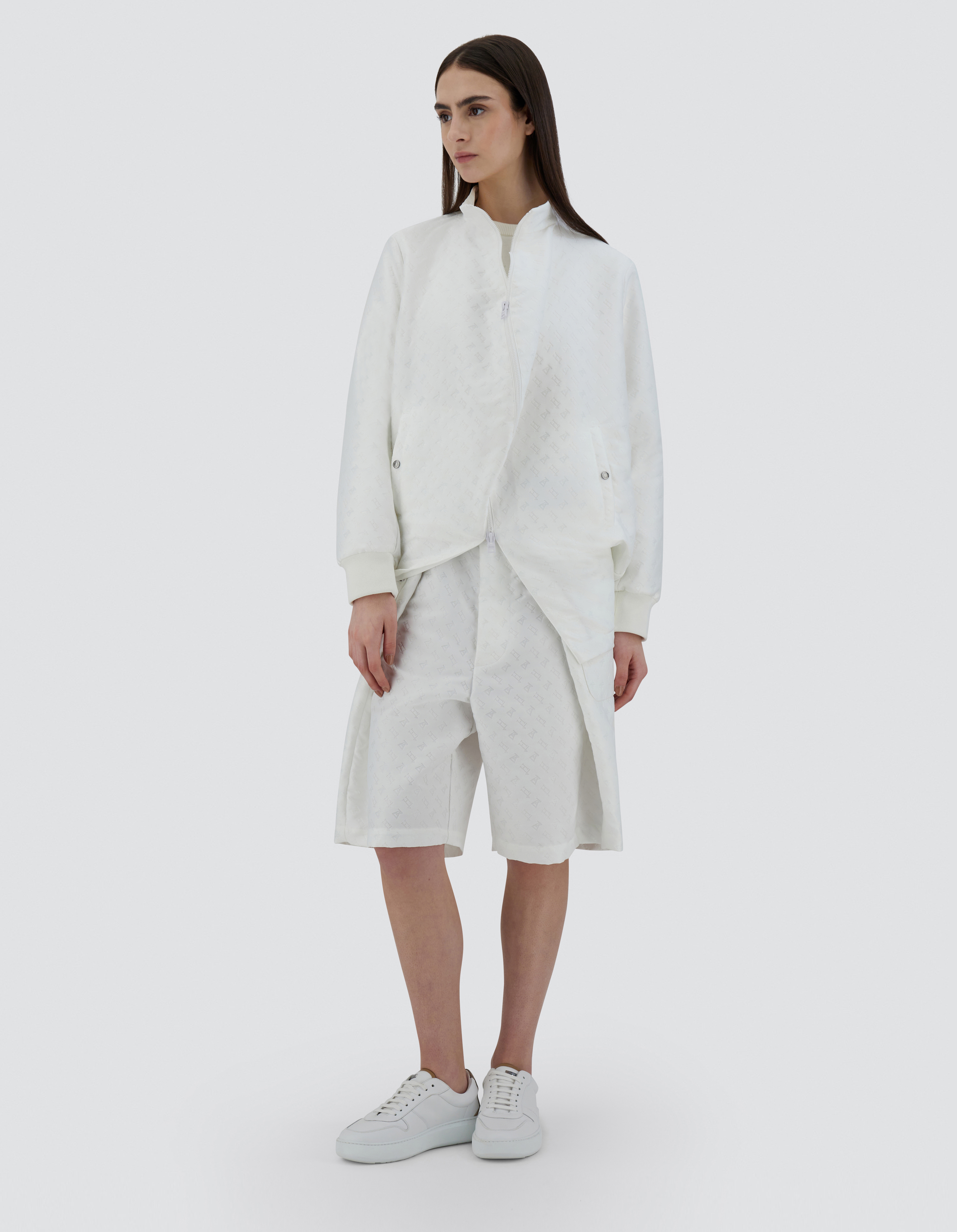 Herno Globe Bomber Jacket In Photocromatic Monogram In White