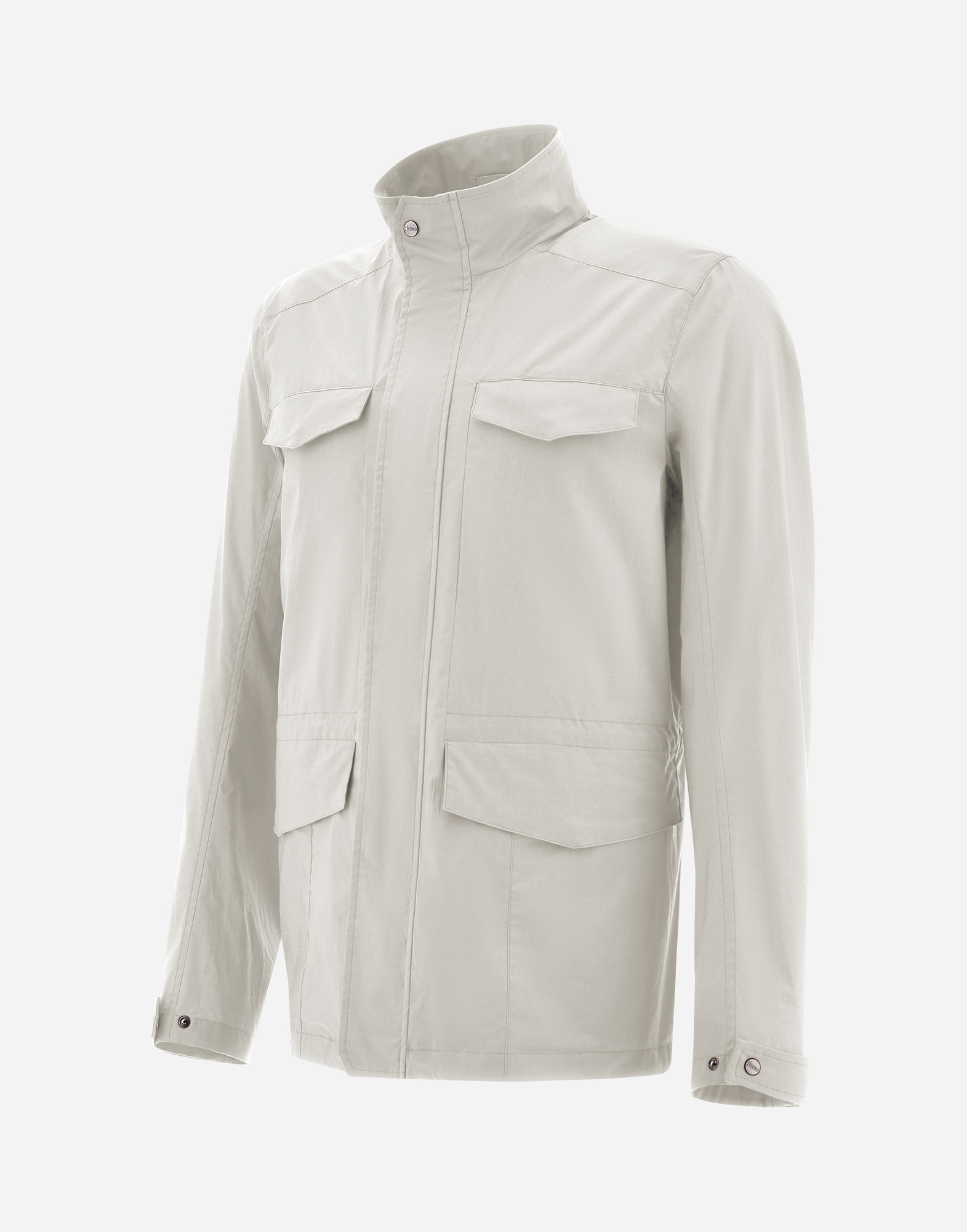 Herno Field Jacket In Light Cotton Stretch In Grey Pearl