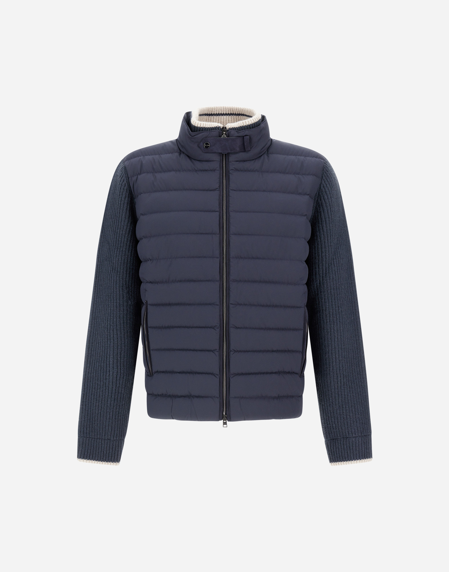 Herno Slim-fit Wool And Quilted Shell Down Jacket In Blue