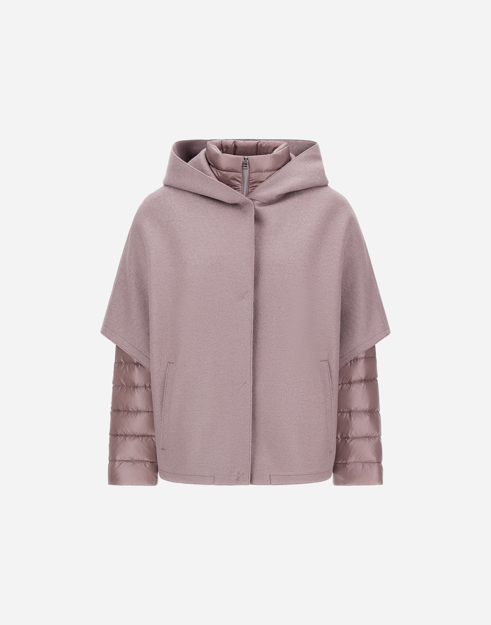 Herno Resort Cape In Felted Wool & Nylon Ultralight