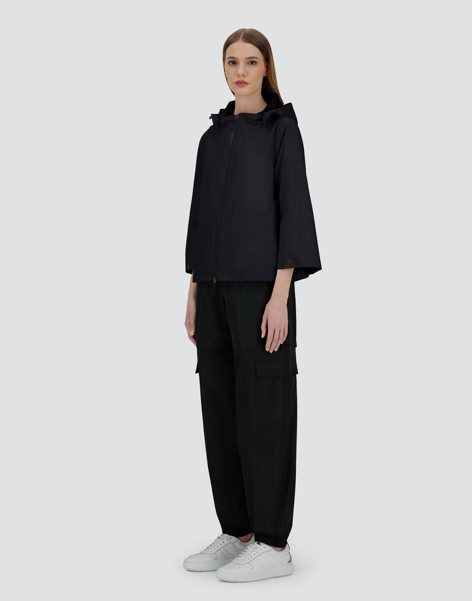 Herno Goretex New Paclite Zipper Cape In Black