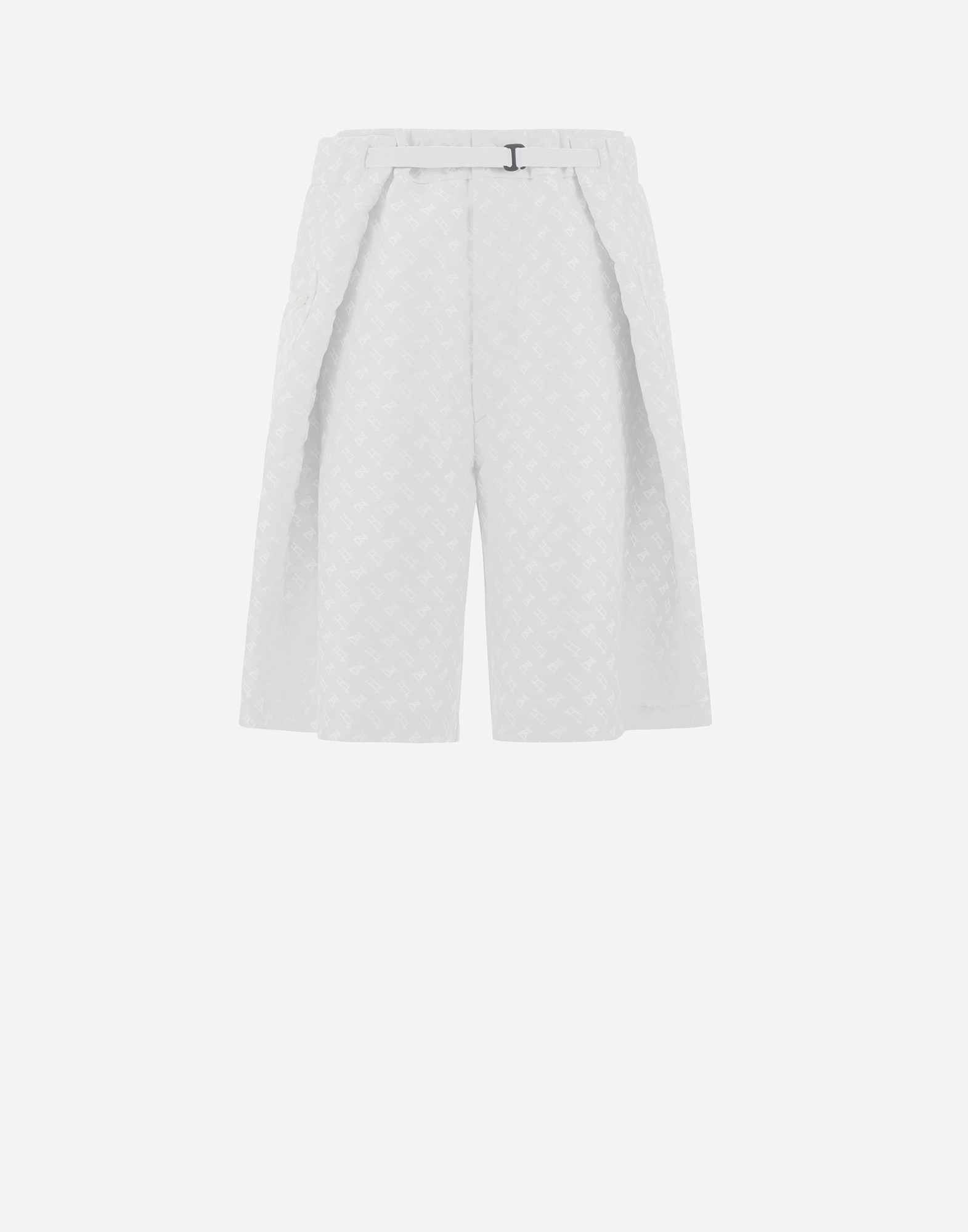 Herno Globe Cropped Trousers In Photocromatic Monogram In White