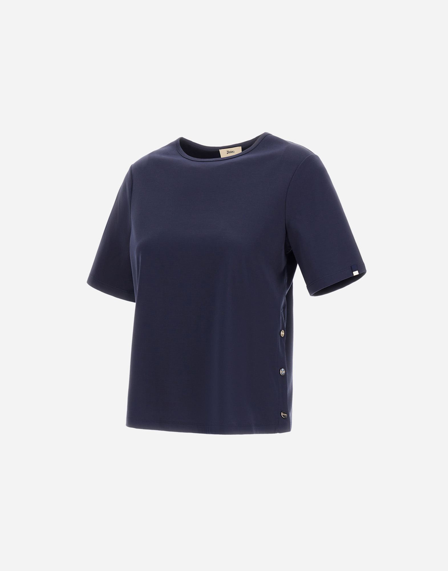 Herno T-shirt In Ever Cotton Interlock And Monogram Lurex In Blue