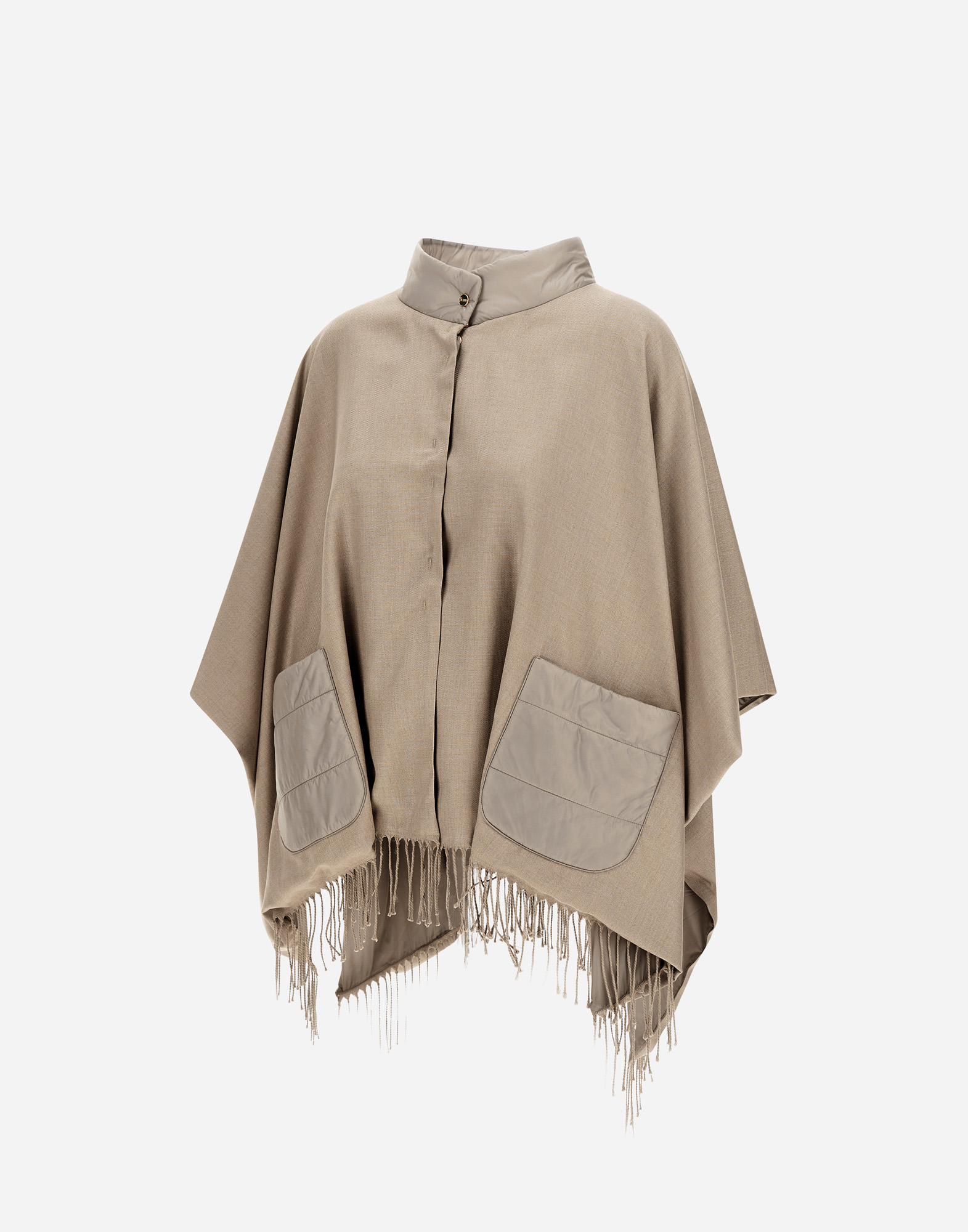 Herno Poncho In Summer Silk And Nylon Ultralight In Chantilly