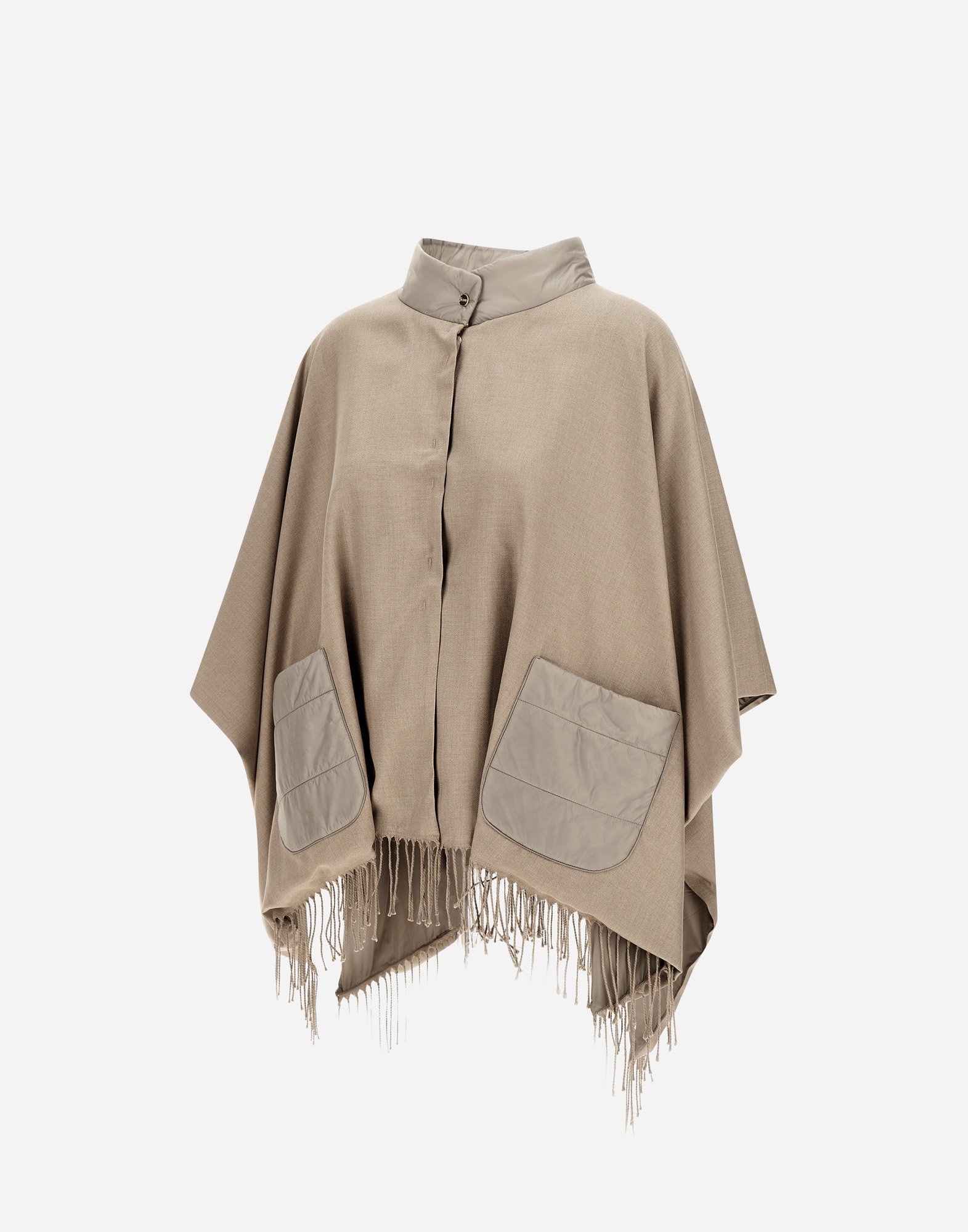 Herno Poncho In Summer Silk And Nylon Ultralight In Chantilly