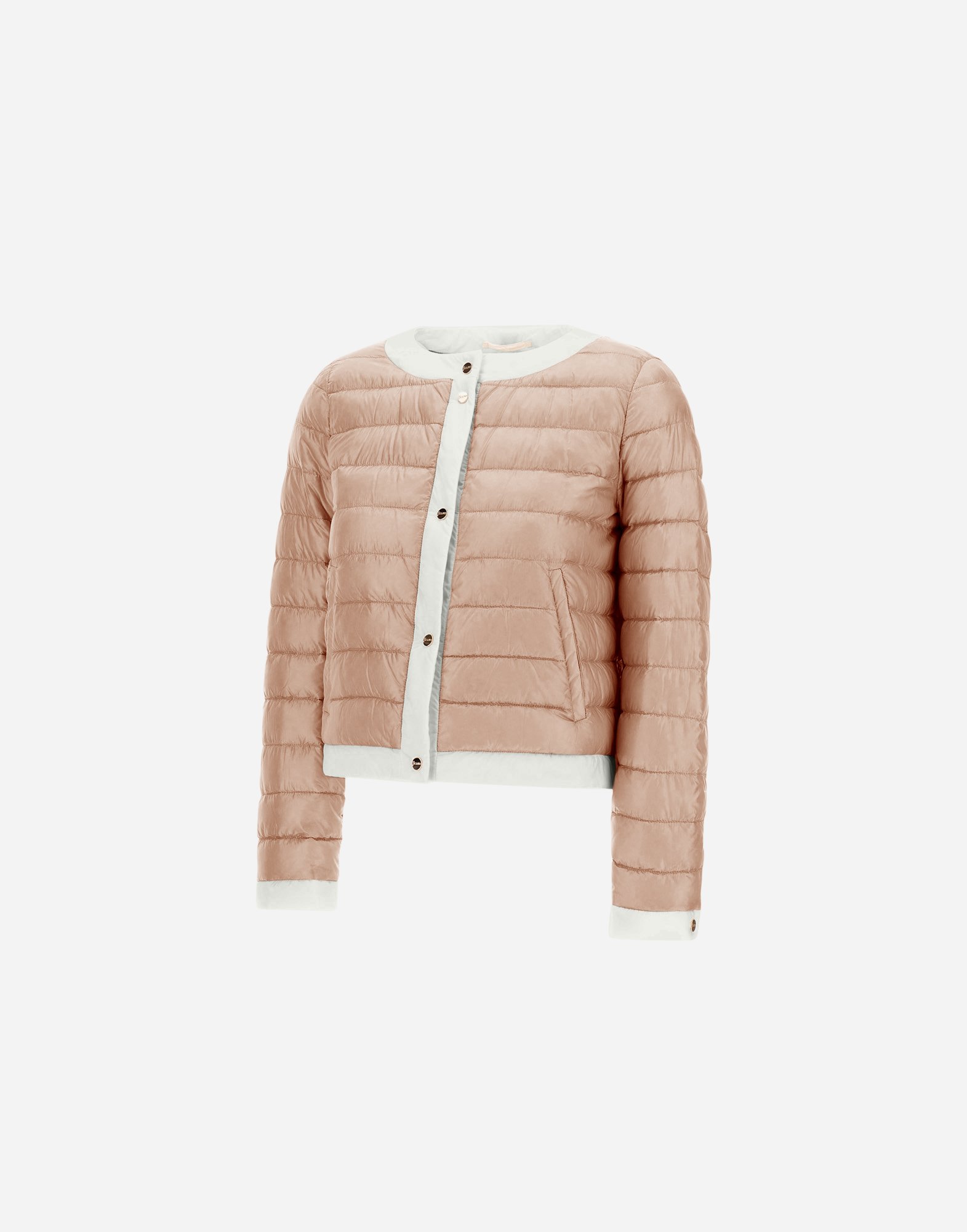 Herno Matte Trim Quilted Short Jacket In Light Pink