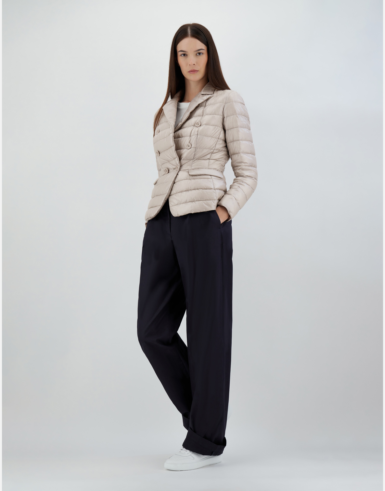 Herno Double-breasted Nylon Ultralight Blazer In Chantilly
