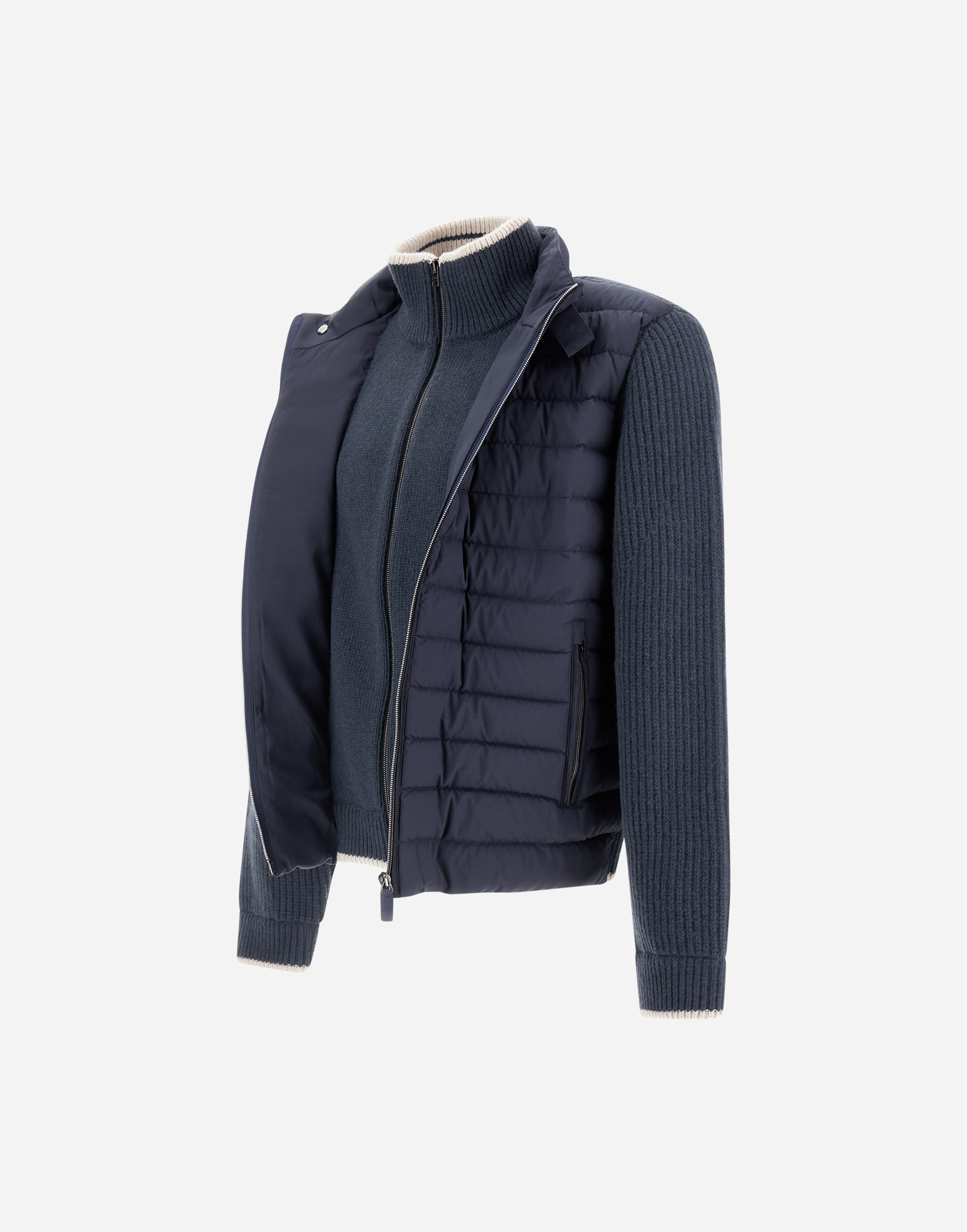 Herno Slim-fit Wool And Quilted Shell Down Jacket In Blue