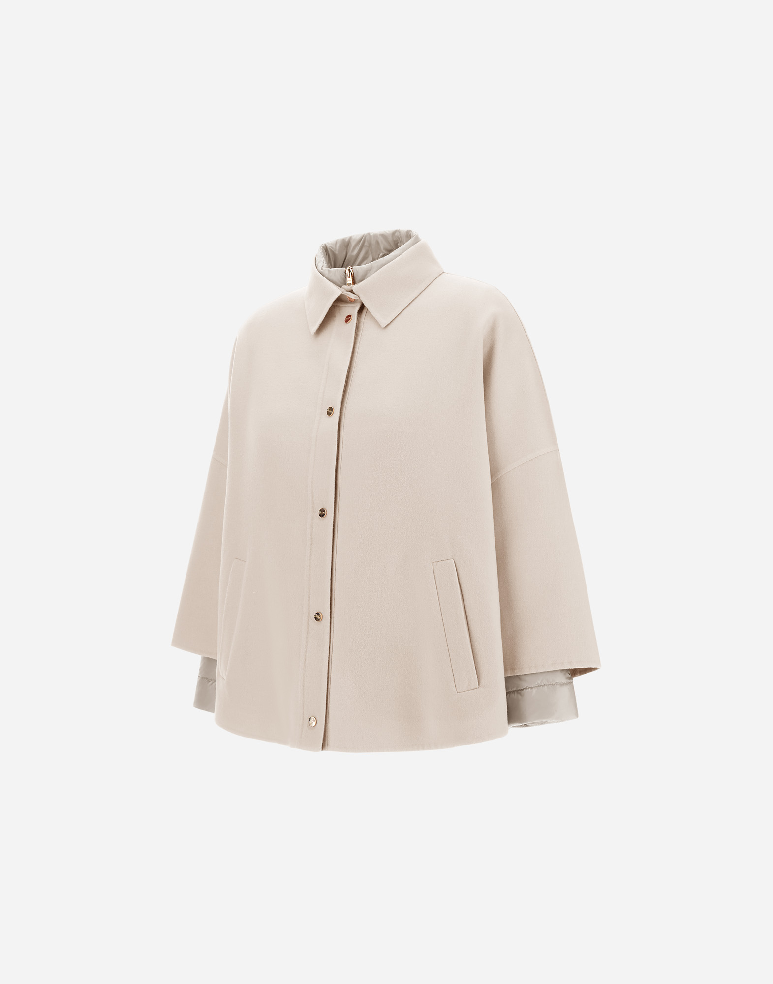 Herno Shacket In Double Wool And Nylon Ultralight In Chantilly