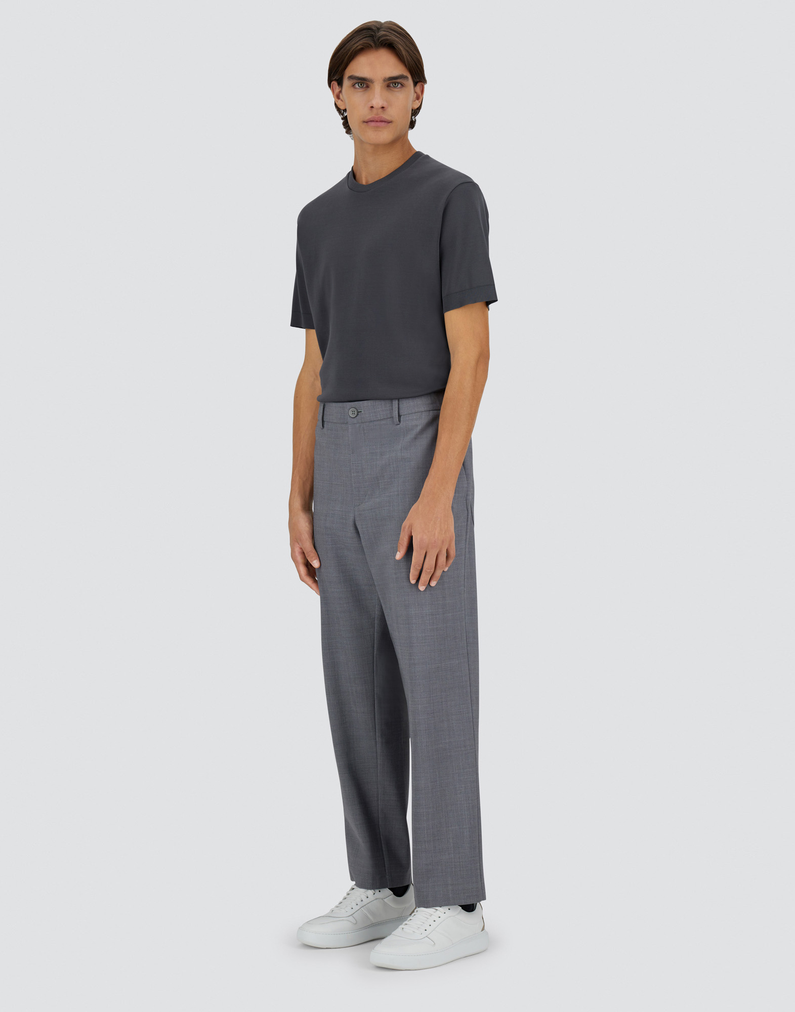 Herno Light Wool Blend Trousers In Grey