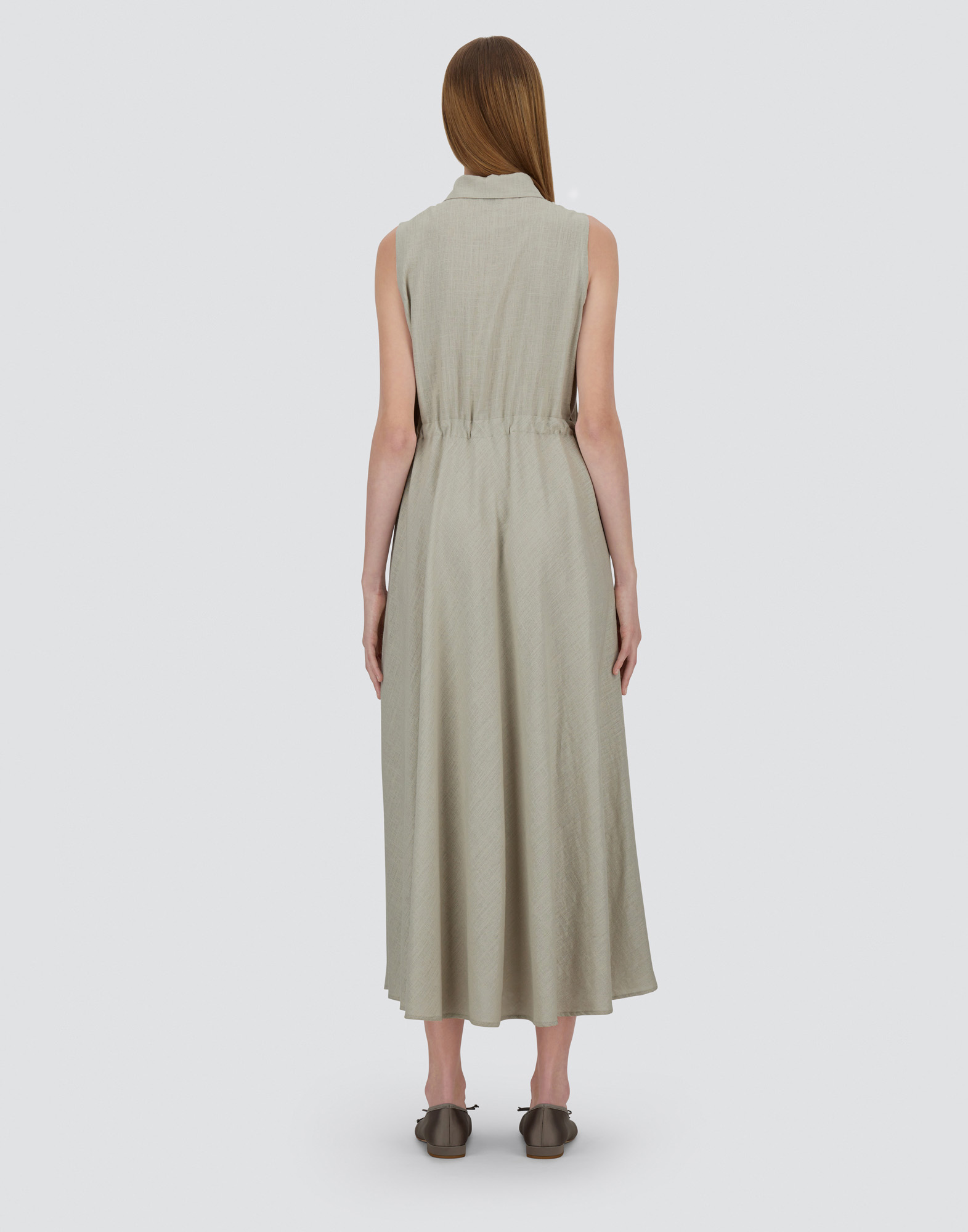 Herno Dress In Linen Blend In Chantilly