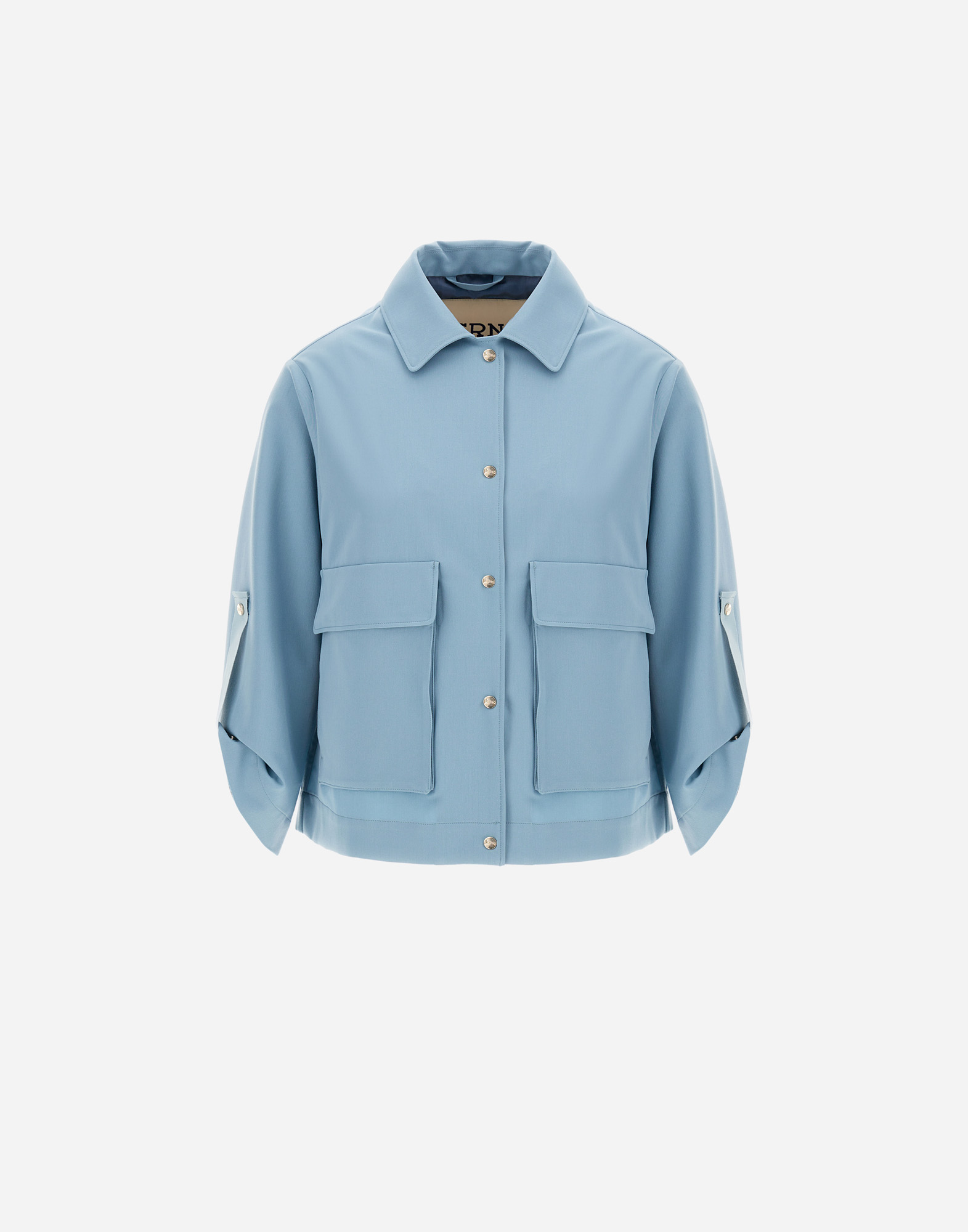 Herno Viscose-effect Shacket In Light Blue