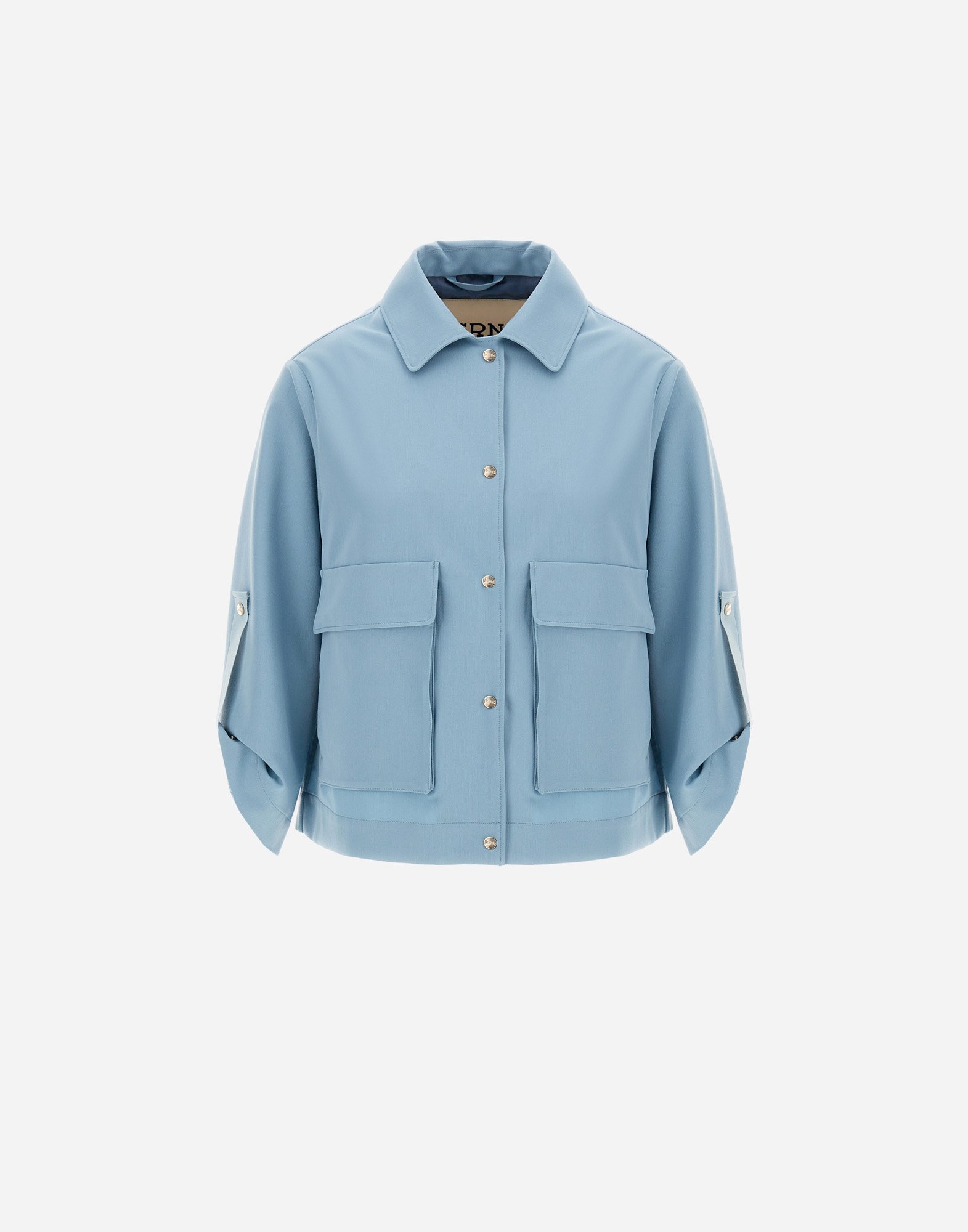 Herno Viscose-effect Shacket In Light Blue