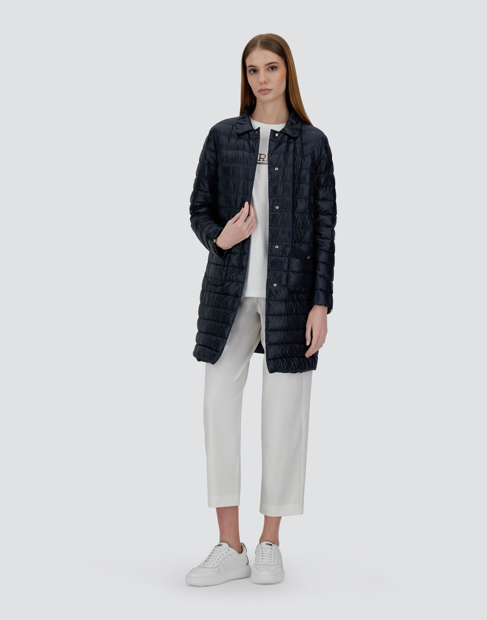 Herno Nylon Ultralight Coat In Navy Blue