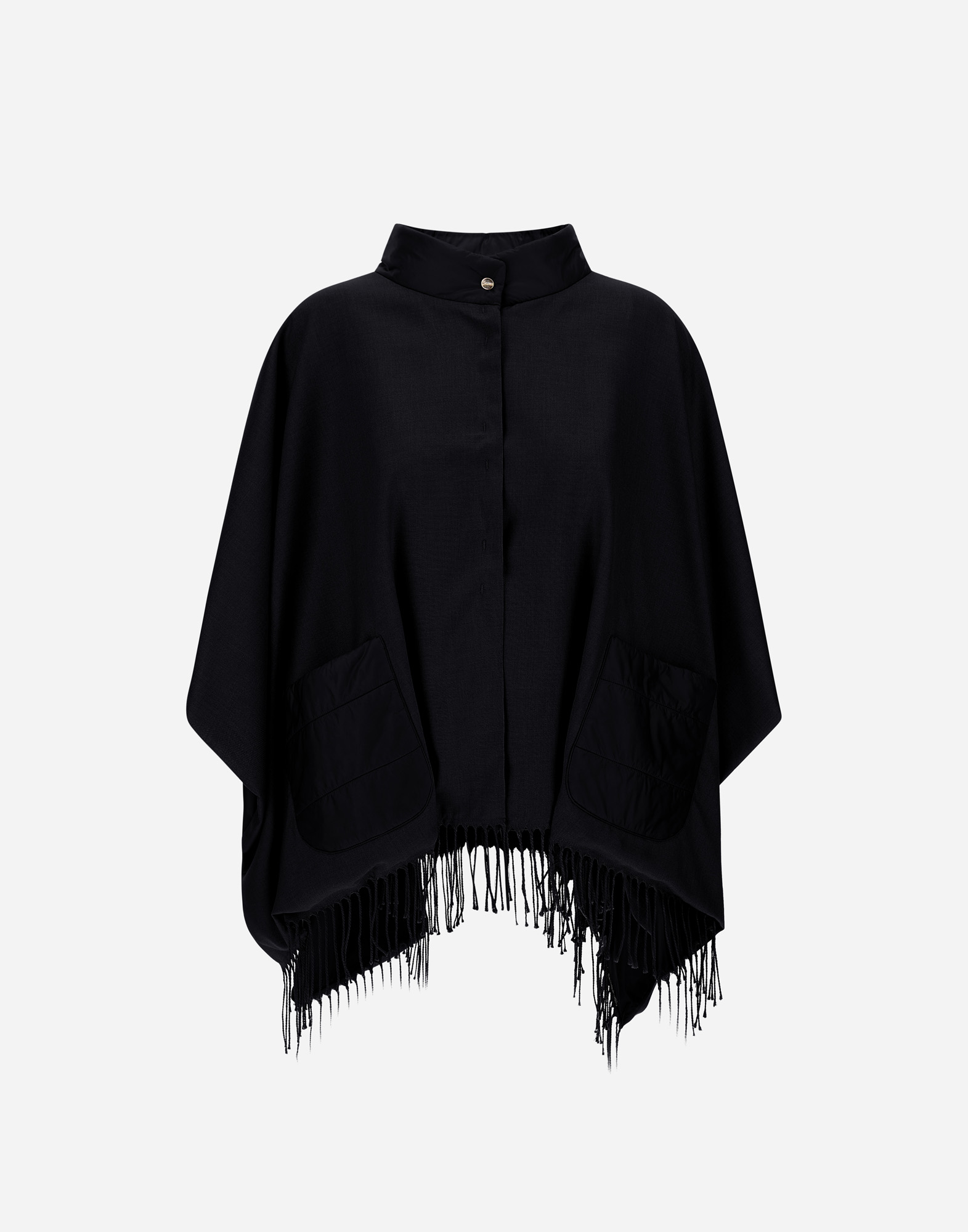 Herno Poncho In Summer Silk And Nylon Ultralight In Black