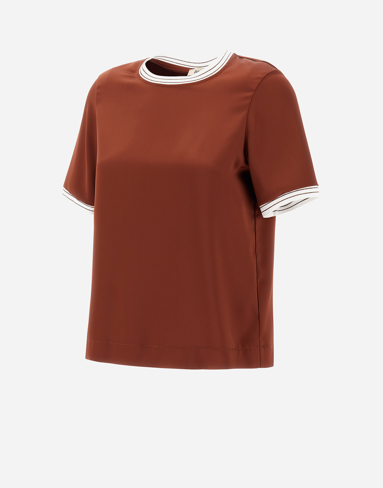 Shop Herno Casual Satin Tシャツ In Burnt