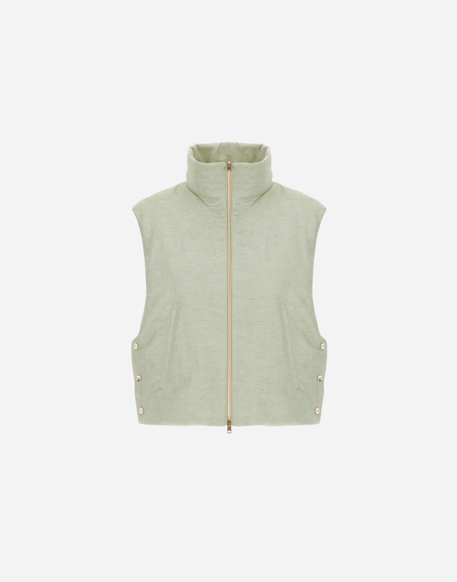 Herno Bright Linen Vest In Light Green