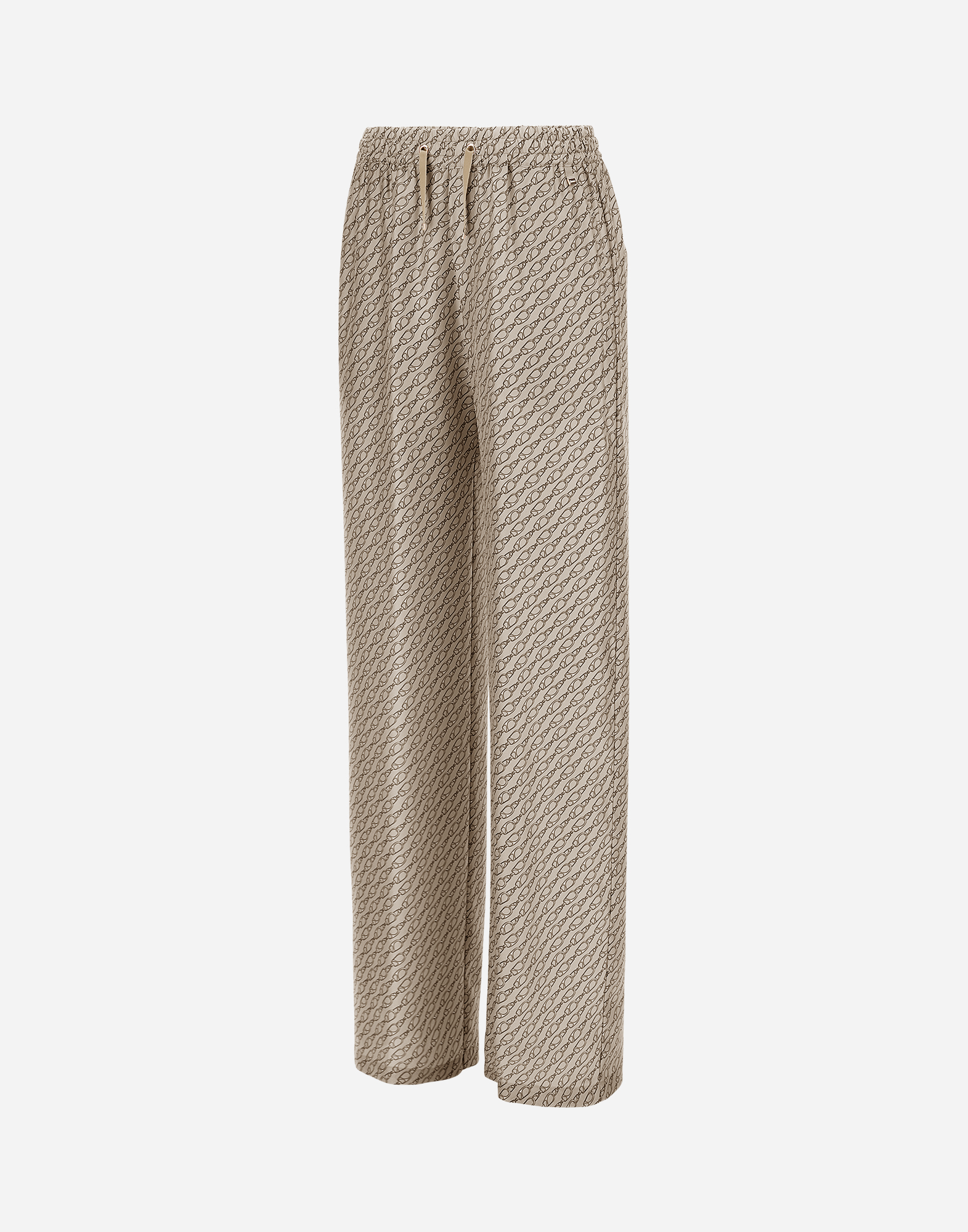 Herno Trousers In Iconic Print Silk In Camel