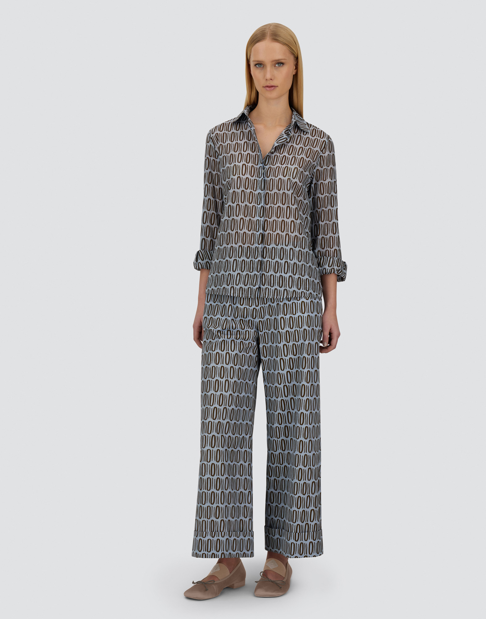 Herno Resort Shirt In Light Cotton Rectangular Print