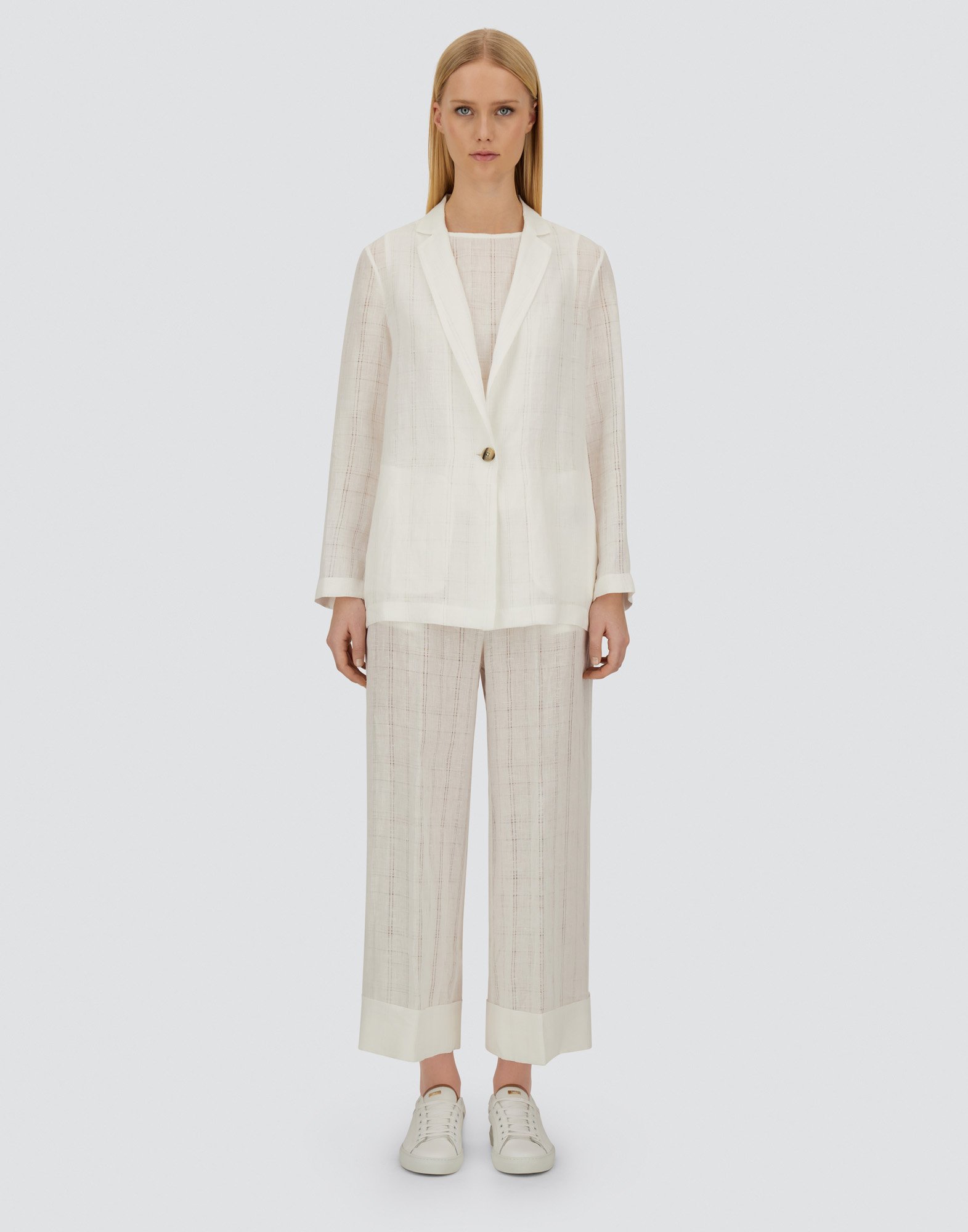 Herno Resort Blazer In Check Linen
