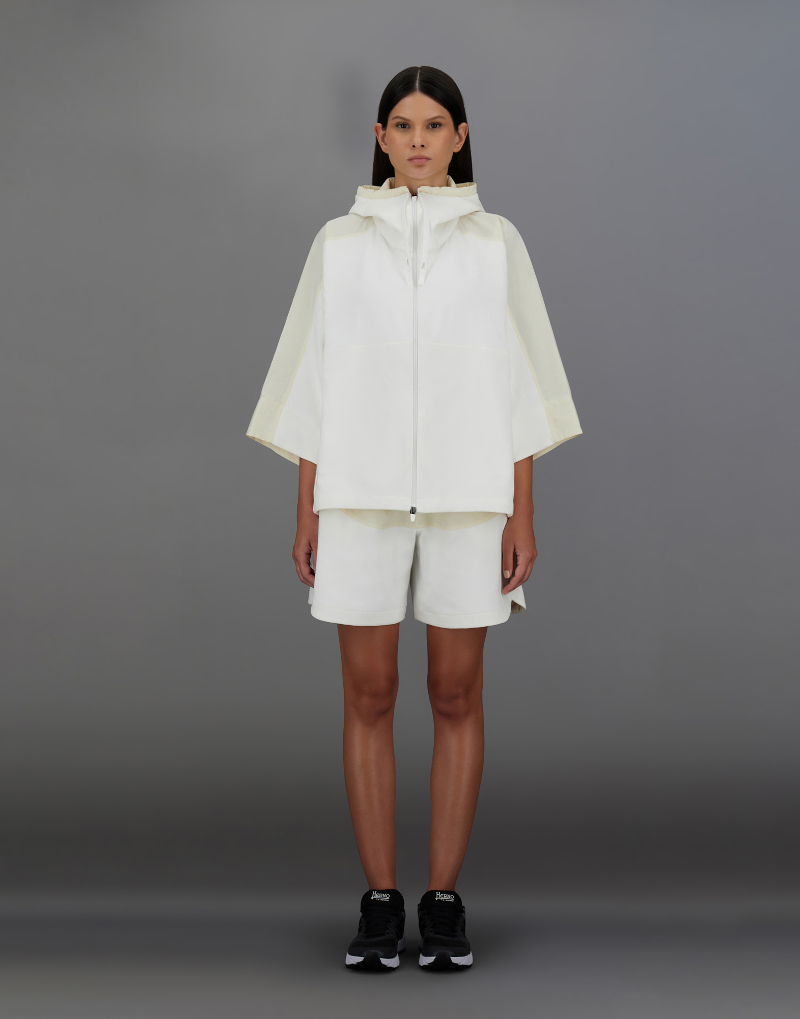 Shop Herno Laminar Sweatshirt In Structured Fleece And Tech-poplin In White