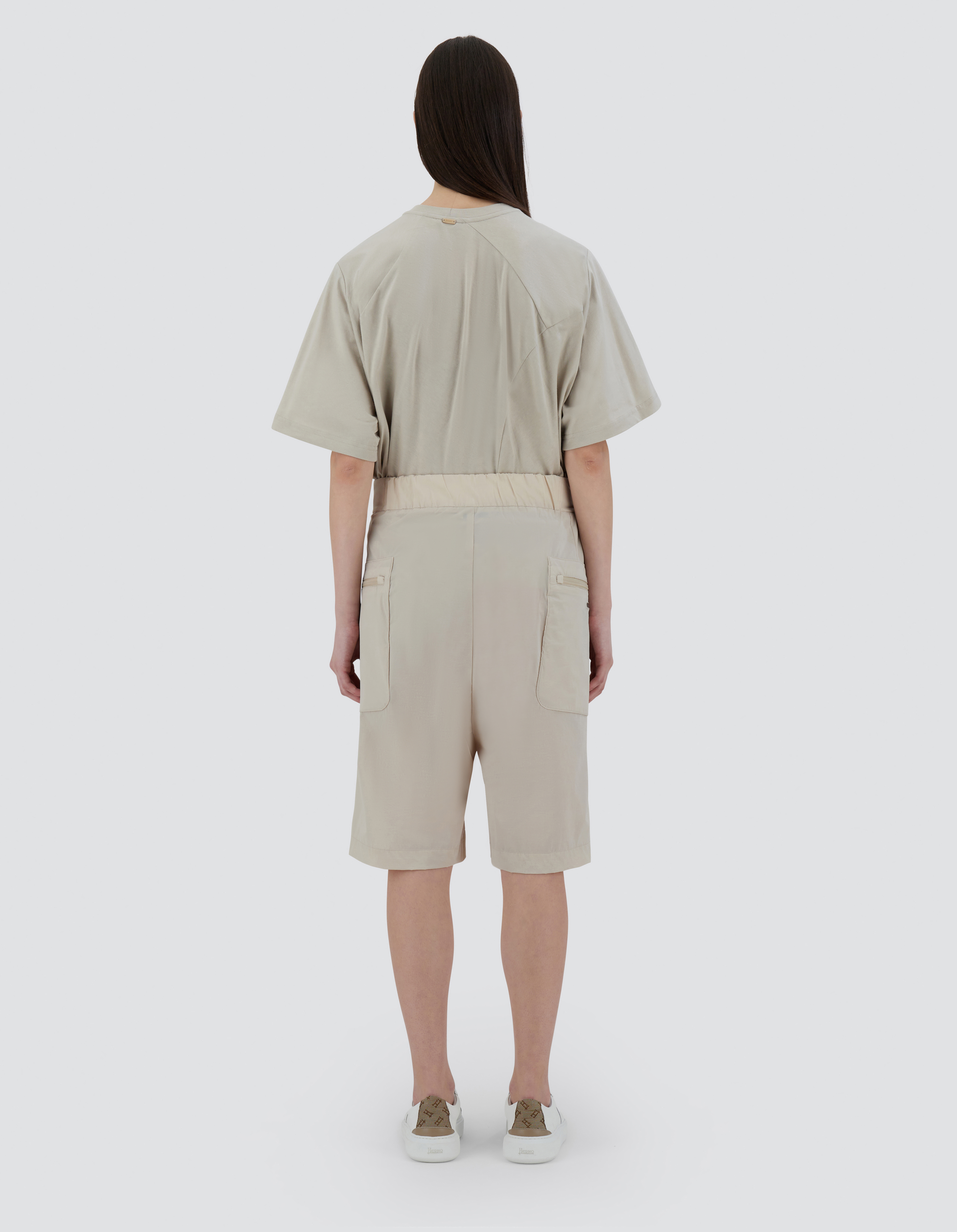 Herno Globe Cropped Trousers In Eco Everyday In Light Beige