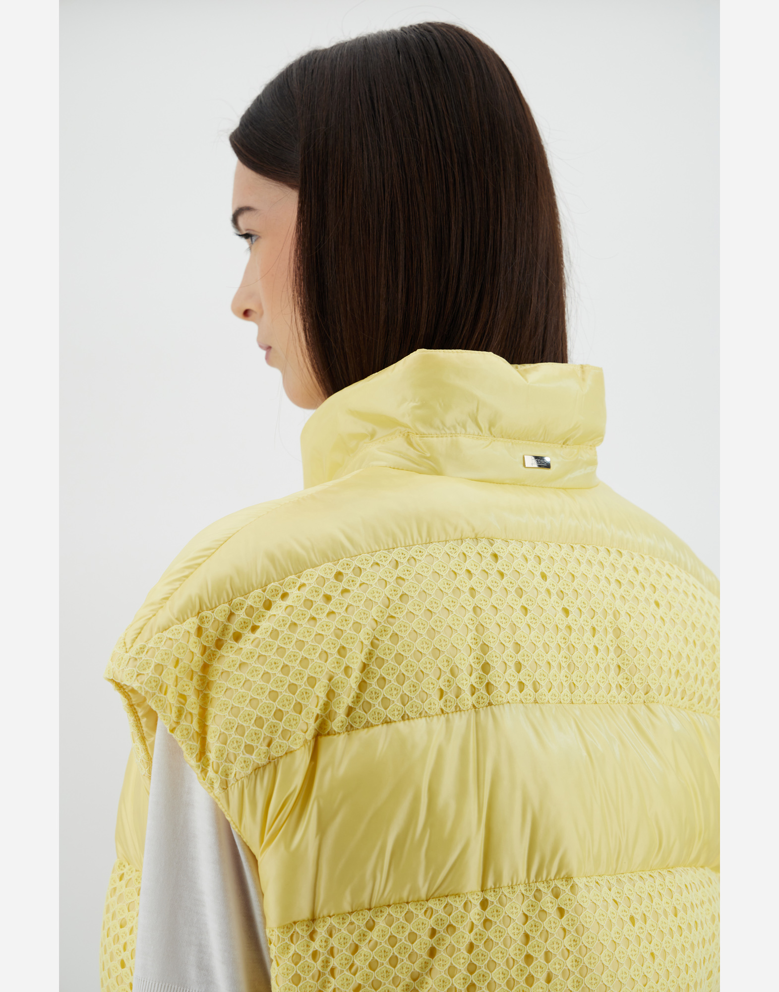 Herno Sleeveless Nylon Ultralight And Spring Lace Jacket In Lemon Yellow