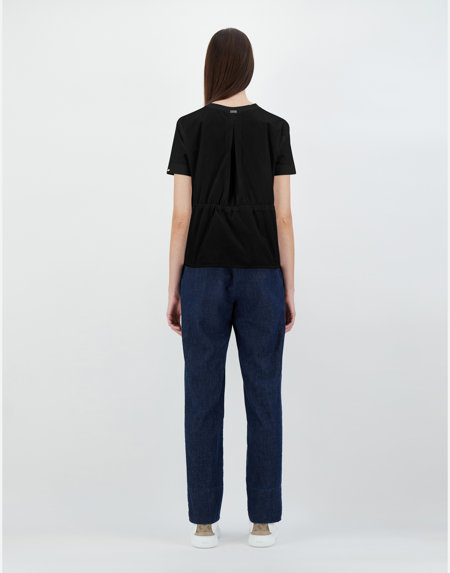 Herno Chic Cotton Jersey ＆ New Techno Taffetà Tシャツ In Black