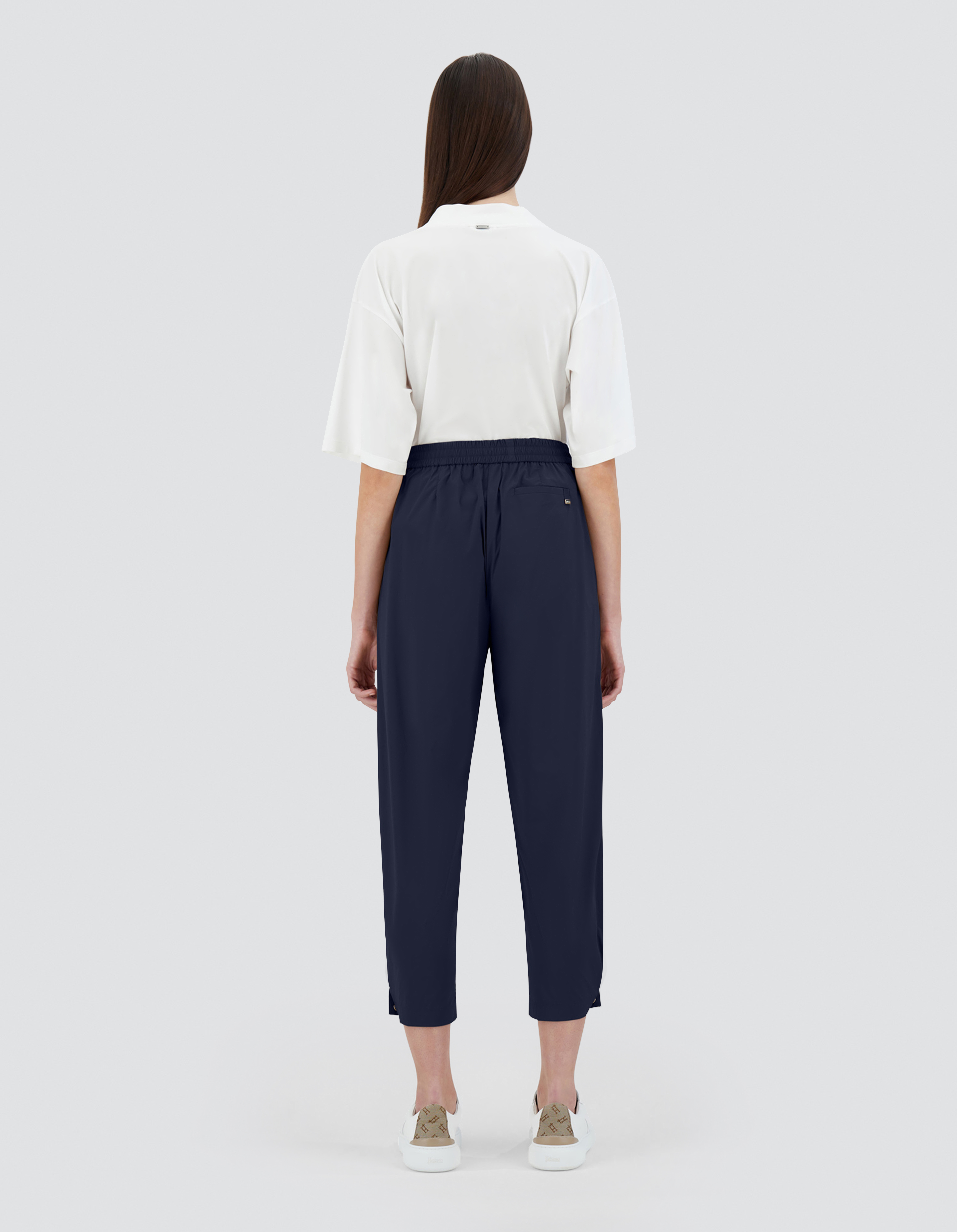 Herno Trousers In Light Nylon Stretch In Blue