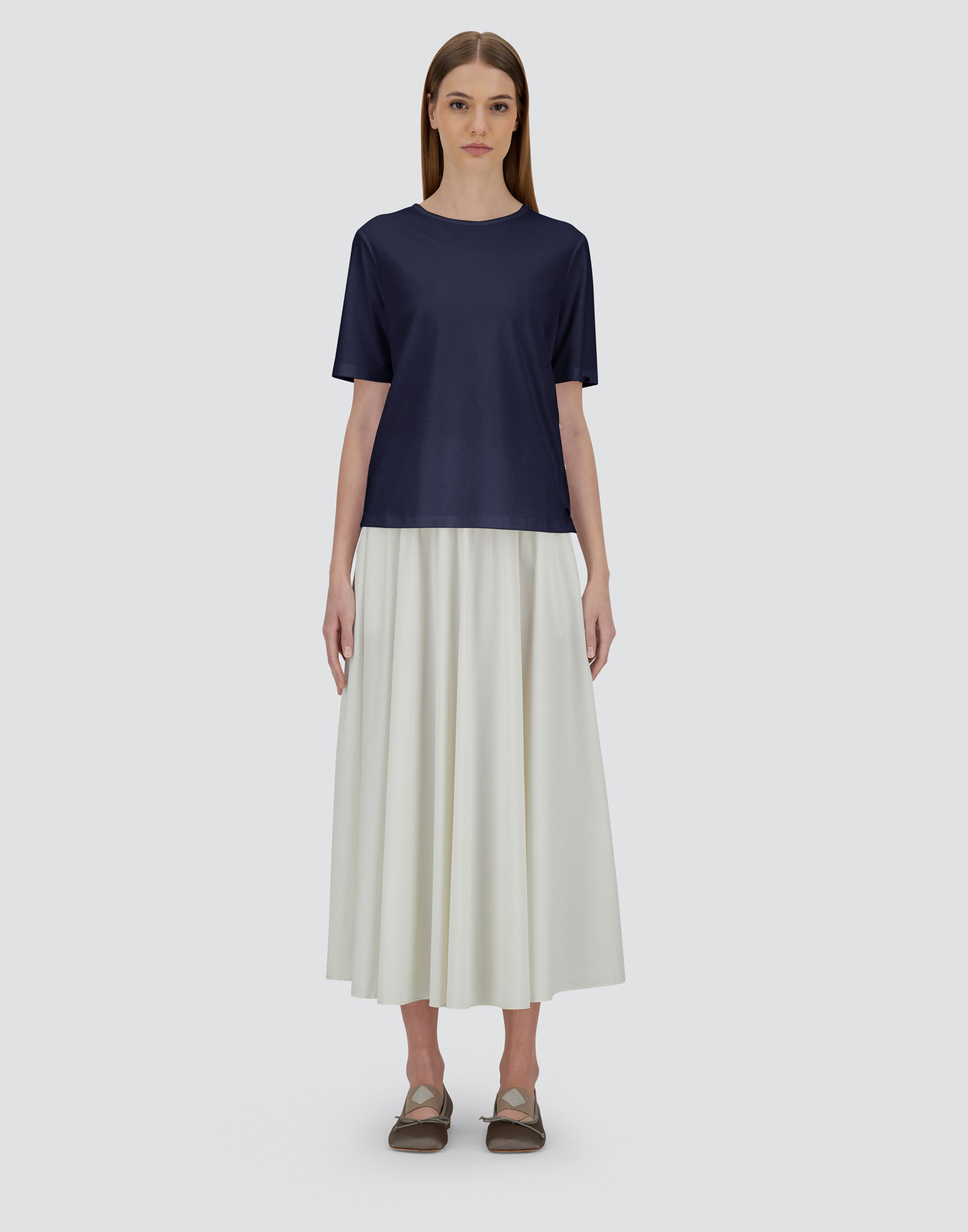 Herno T-shirt In Ever Cotton Interlock And Monogram Lurex In Blue