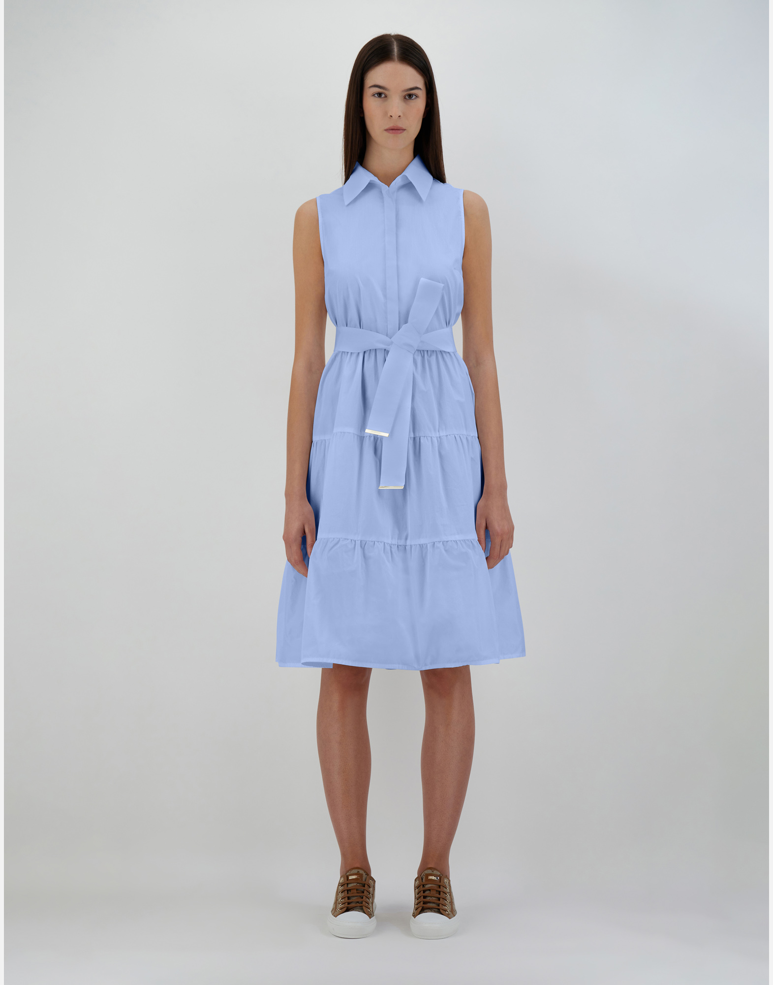Herno Cotton/monogram/techno Taffeta' ドレス In Light Blue