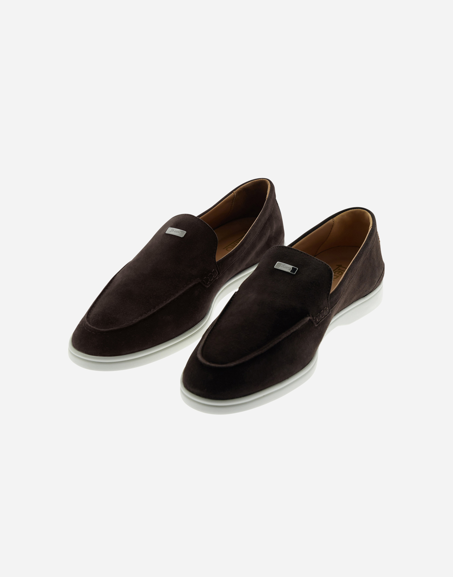 Herno Suede And Monogram Loafers In Brown