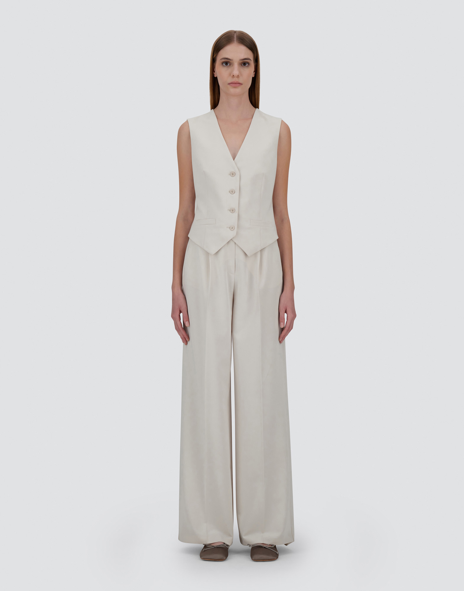 Herno Flawless Woven Vest In Cream
