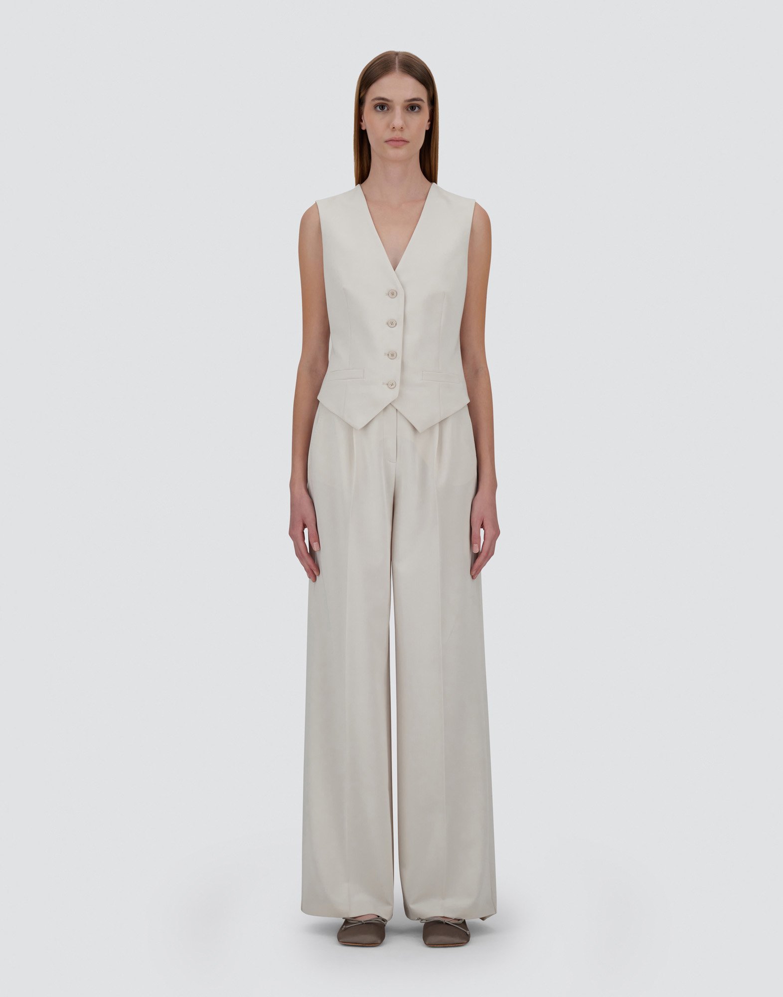 Herno Flawless Woven Vest In Cream