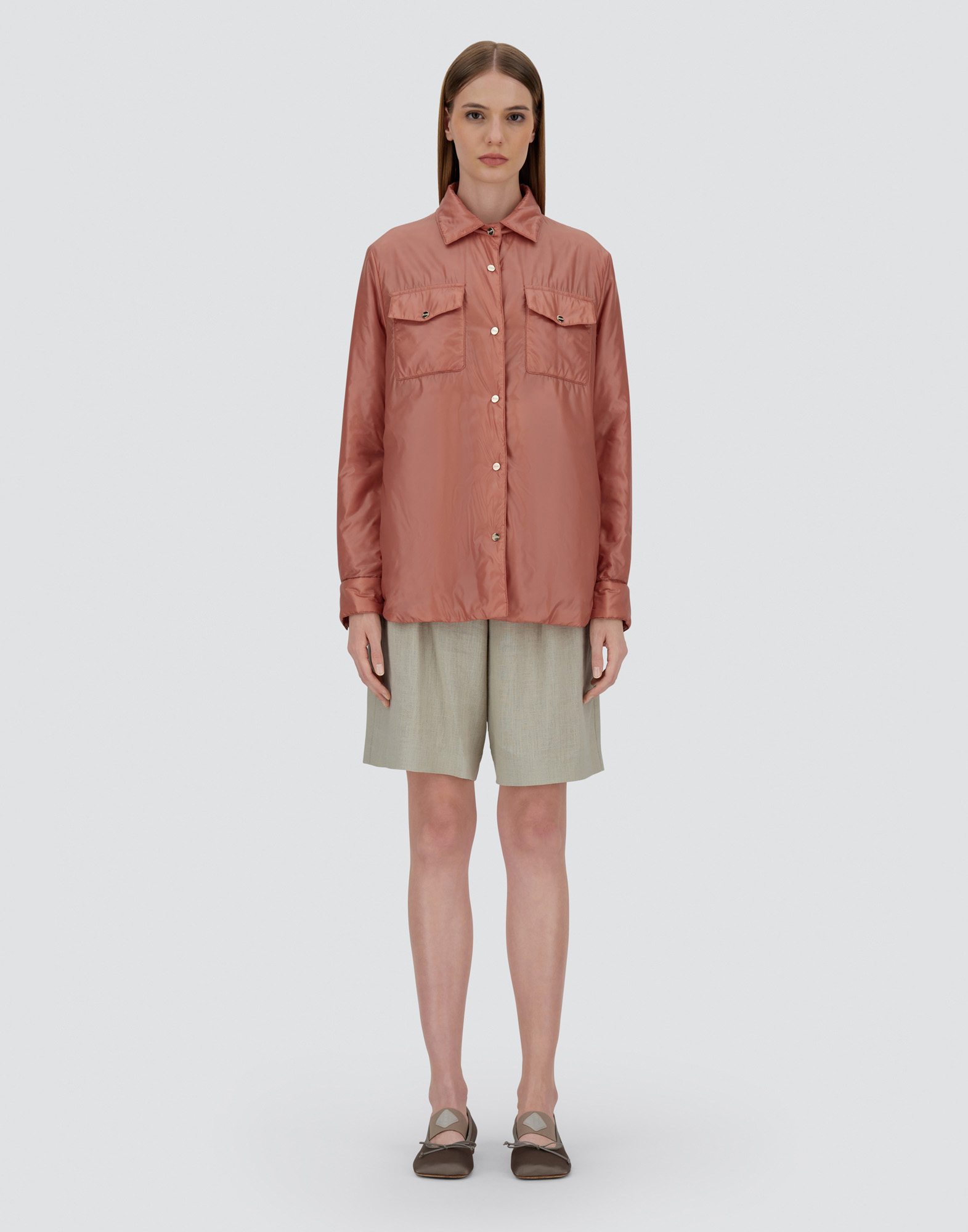 Herno Nylon Ultralight Shacket In Dark Pink