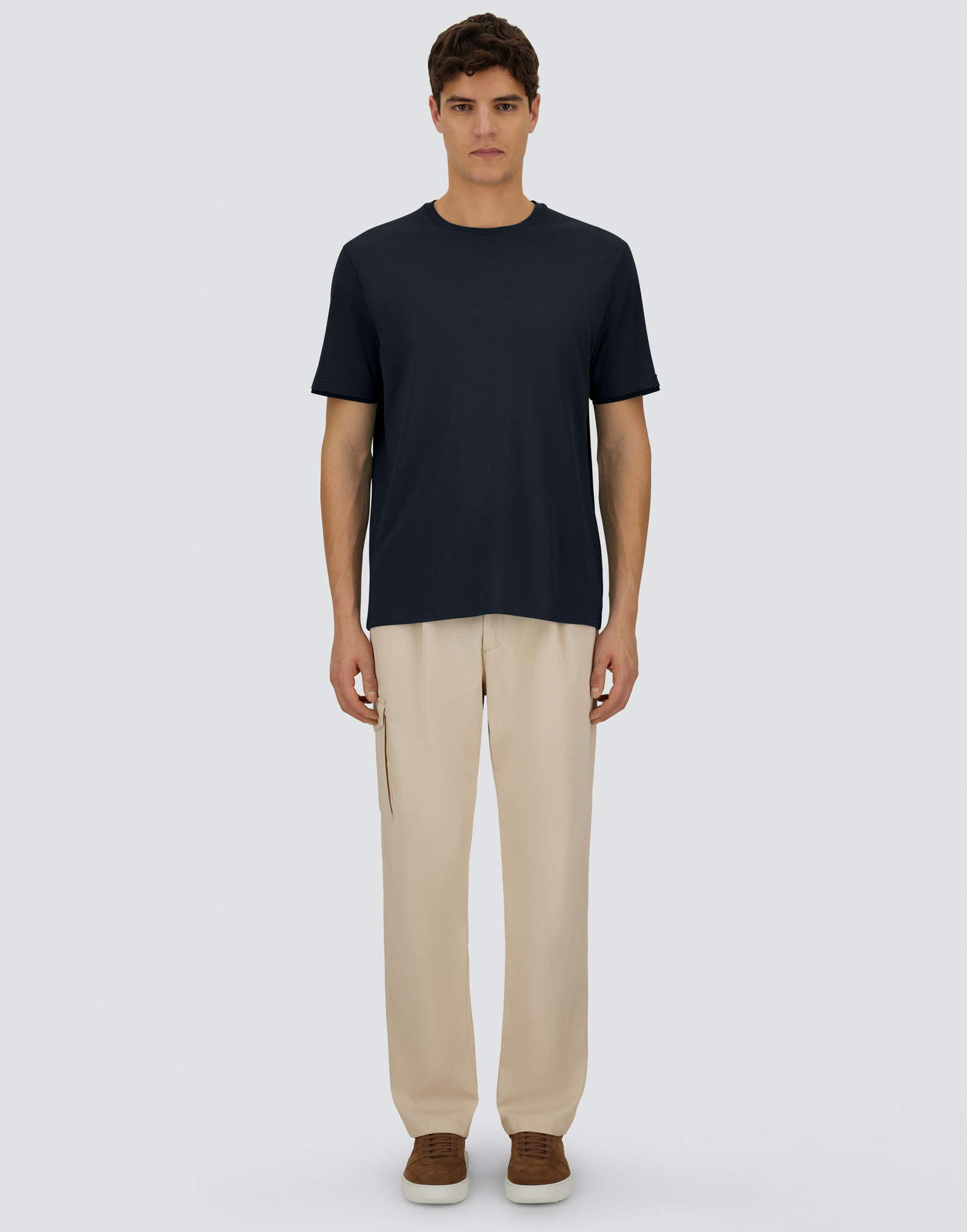 Herno Men Resort T-shirt In Cotton And Light Stretch Nylon In Navy Blue