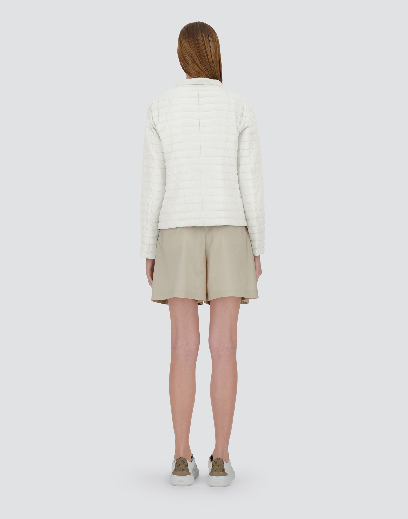 Herno Reversible Jacket In Ecoage And Nylon Ultralight In White/camel