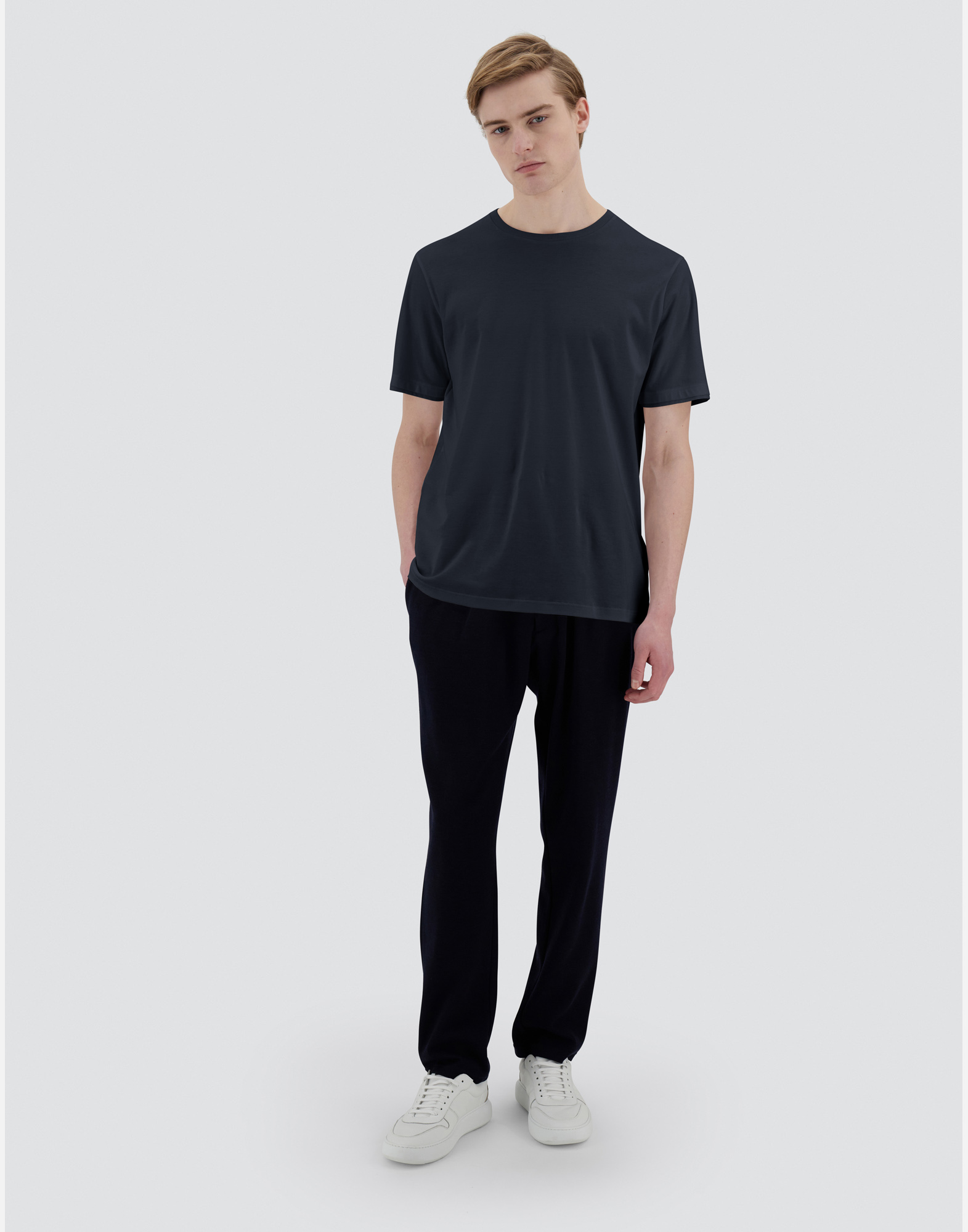 Herno Men Resort T-shirt In Cotton And Light Stretch Nylon In Navy Blue