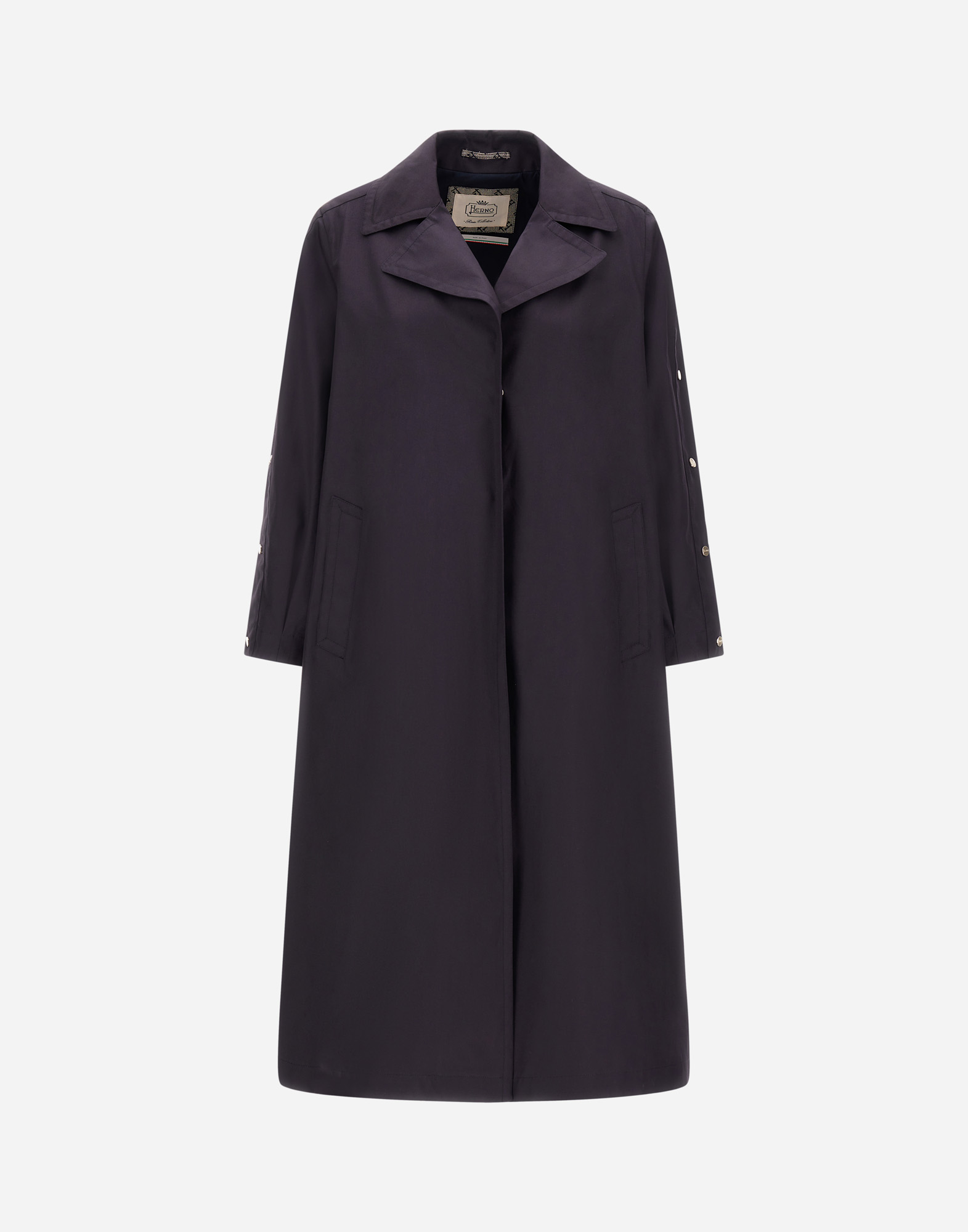 Herno Trench Coat In Delon And Monogram Lurex In Blu Navy