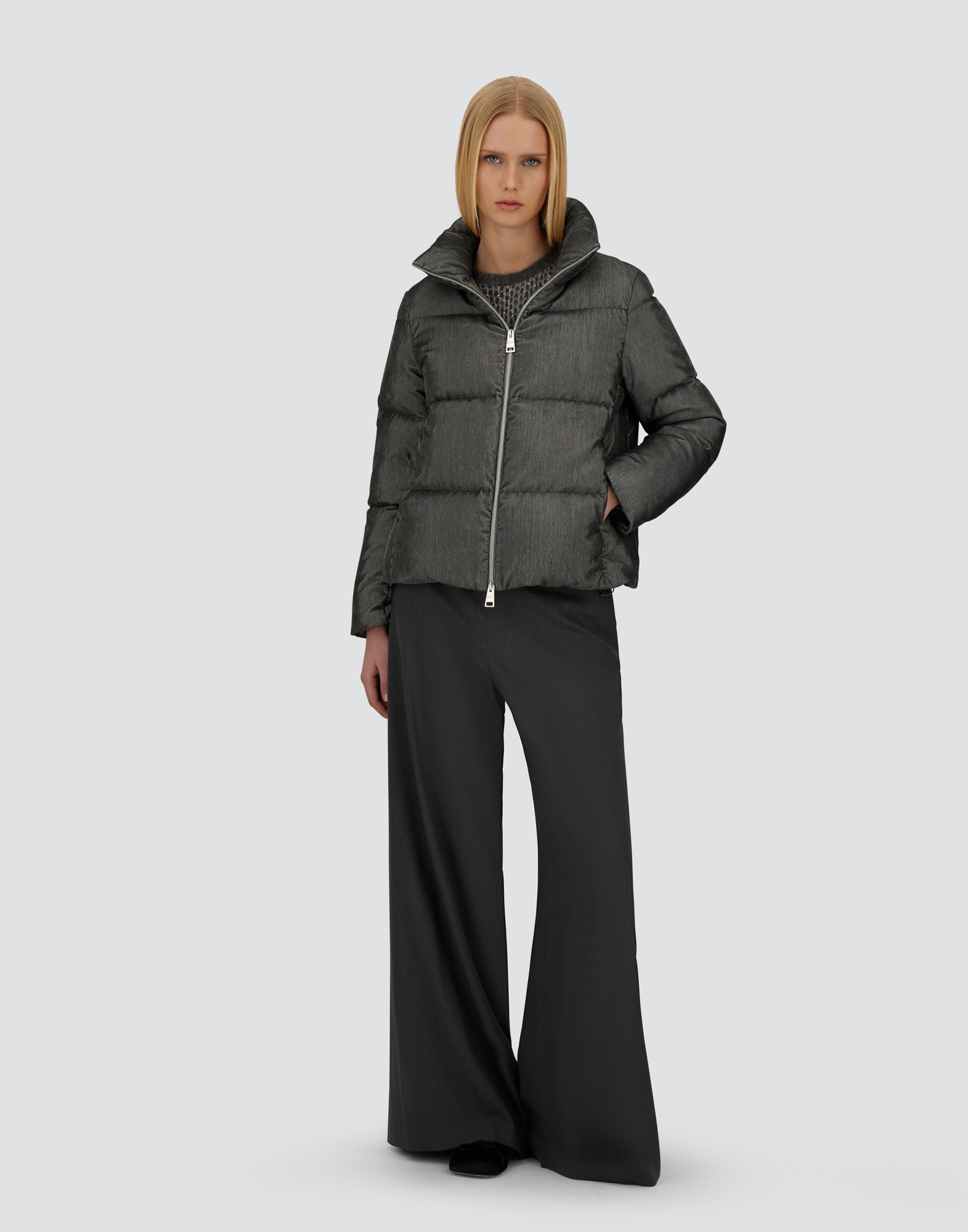 Herno High Collar Padded Jacket Lurex Highlights