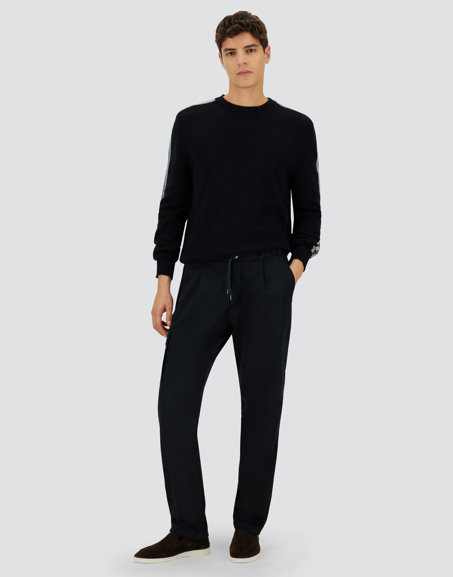 Herno Resort Cargo Trousers In Pure Cotton In Blue