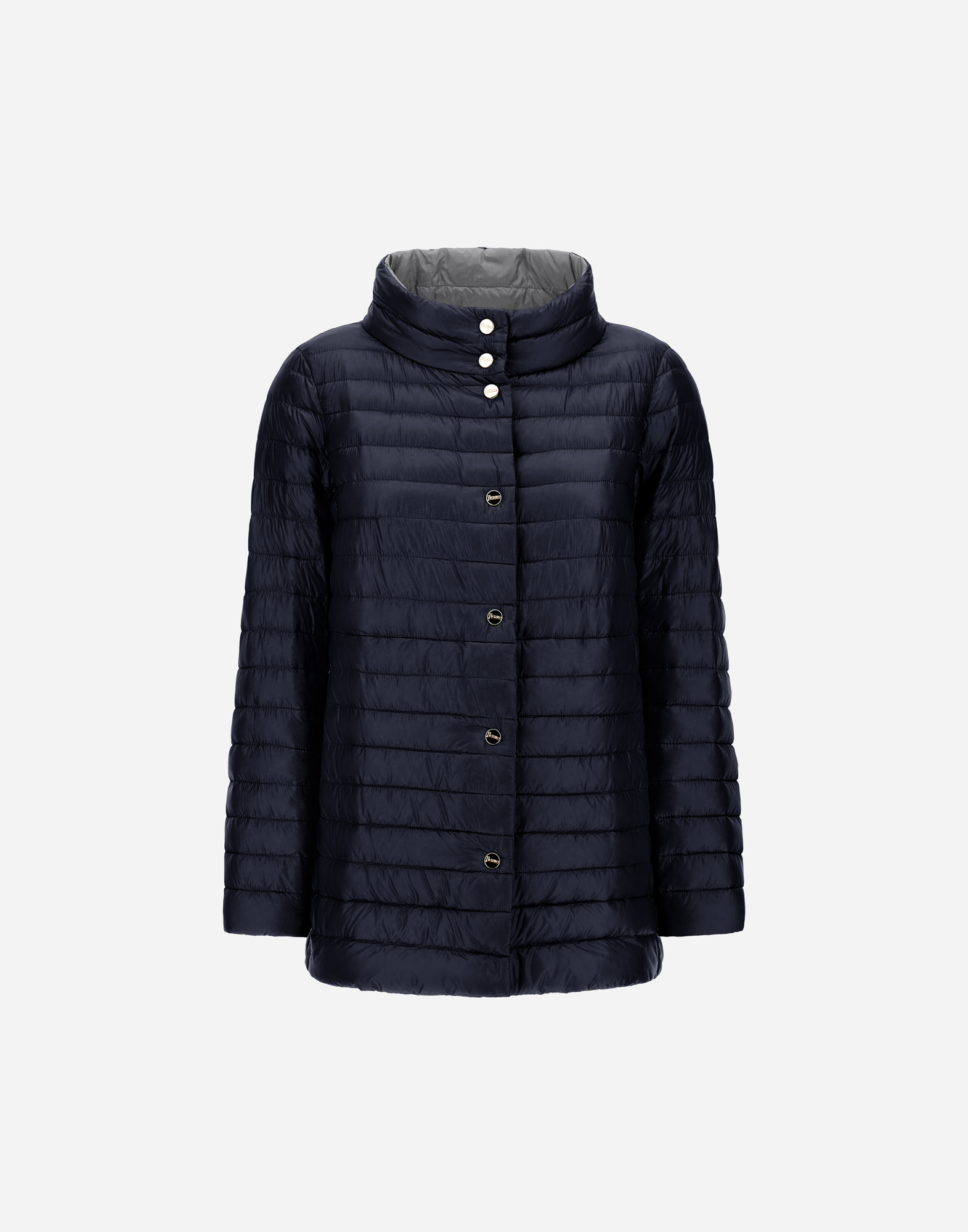 Herno Reversible A-shape Jacket In Nylon Ultralight In Blue Grey