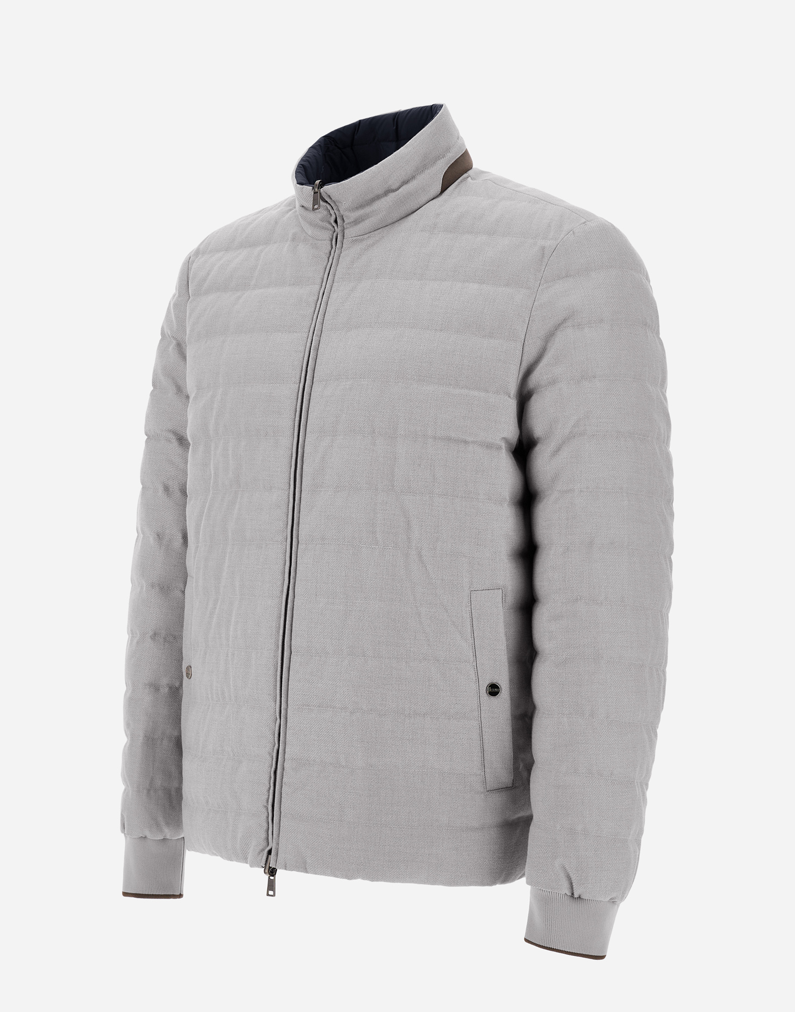 Herno Reversible Cotton Cashmere Rain And Ecoage Bomber In Pearl