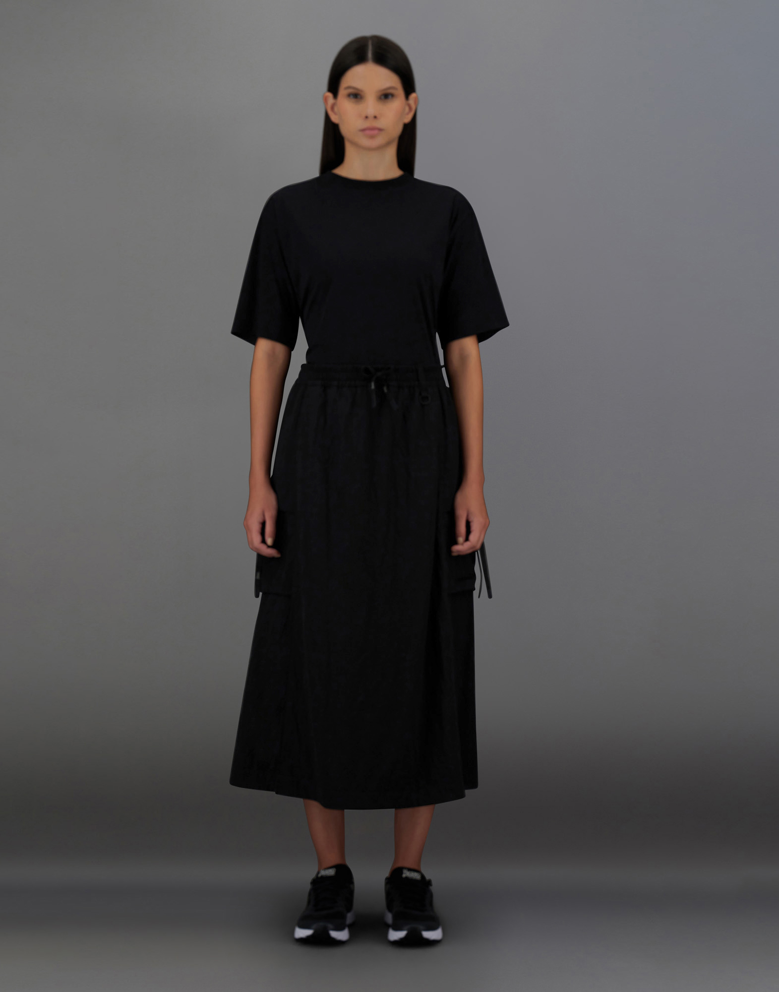 Herno Laminar Skirt In Tech-crinkle And Extralight Stretch In Black