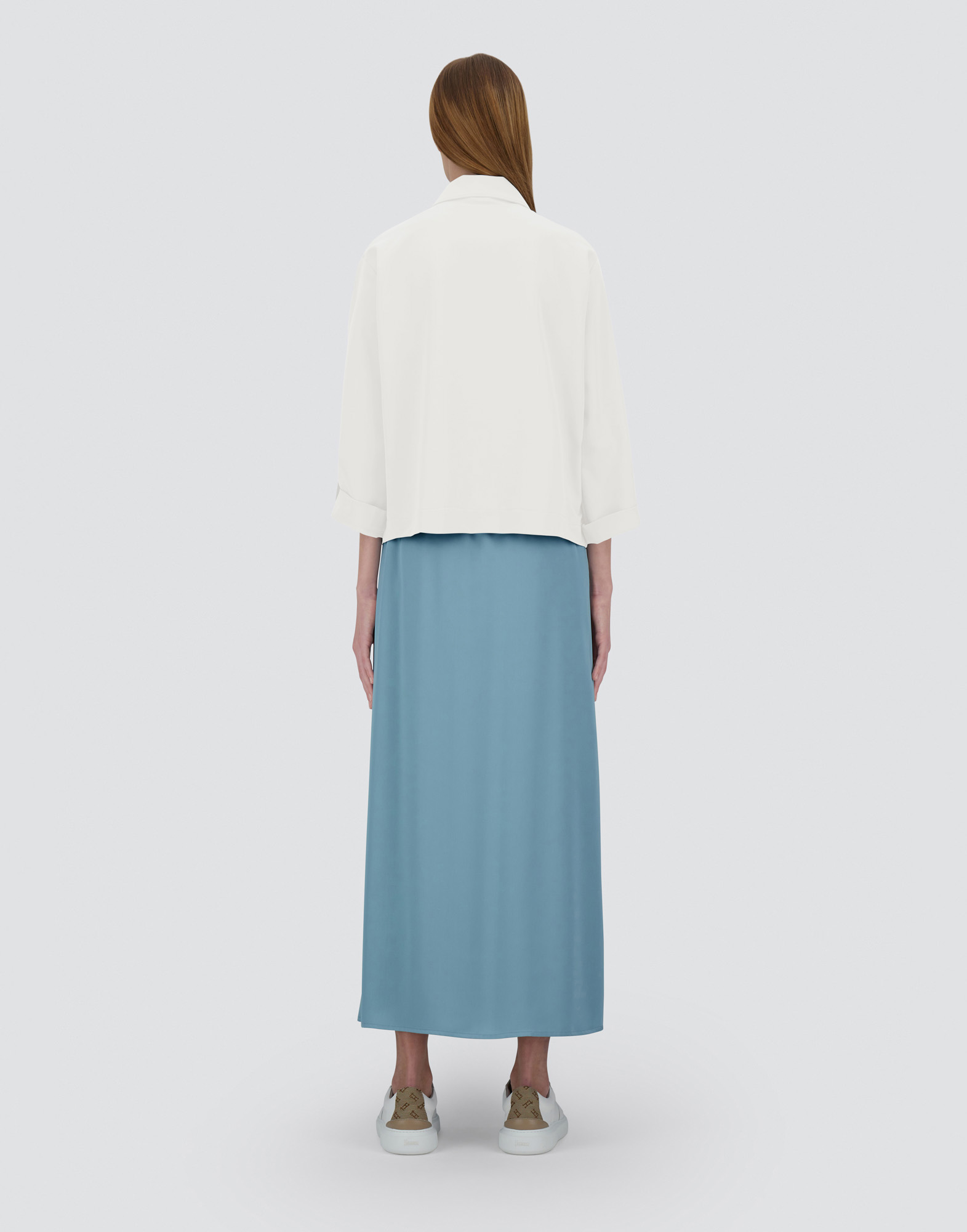 Herno Viscose-effect Shacket In Grey Pearl