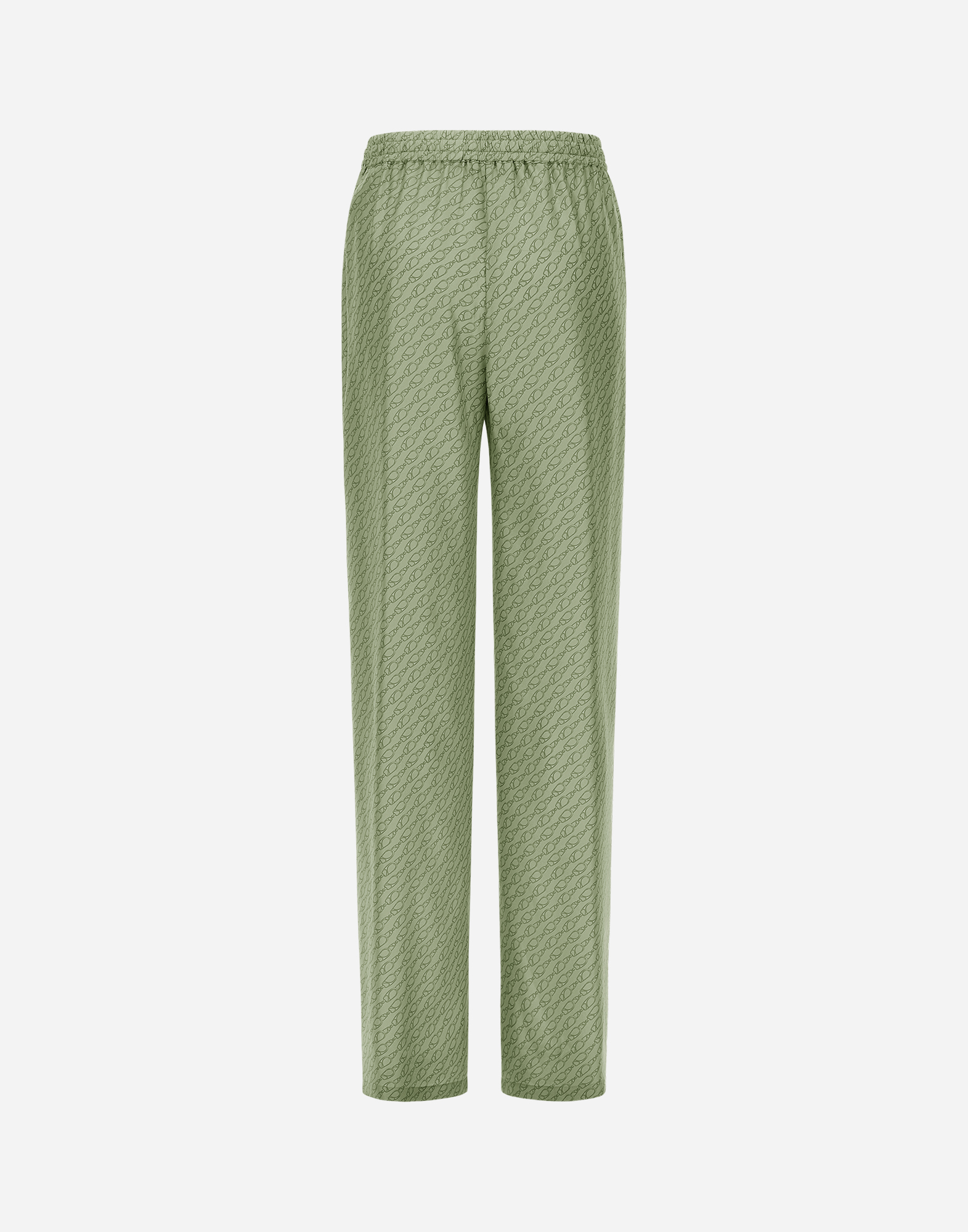 Herno Trousers In Iconic Print Silk In Light Green