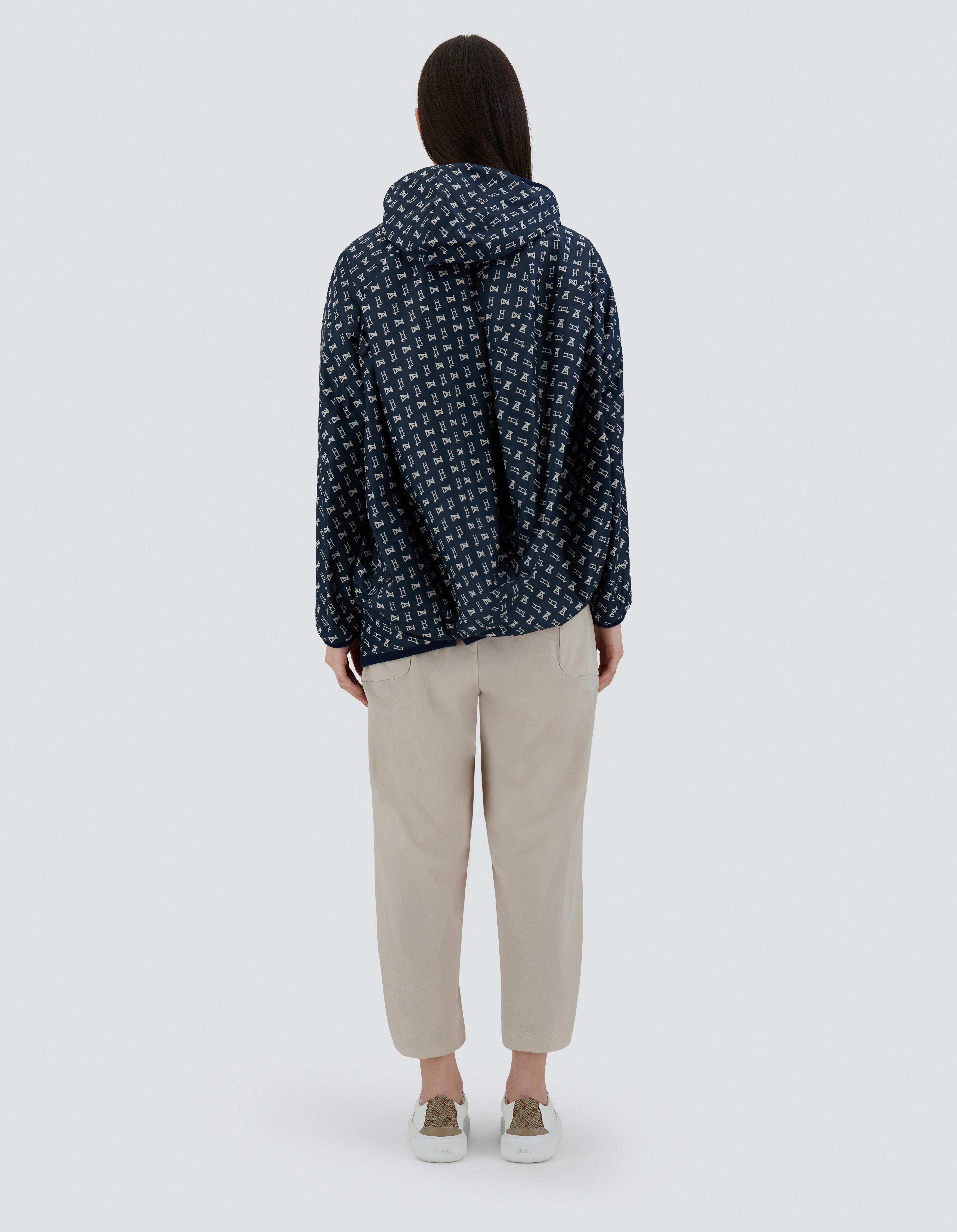 Herno Globe Parka In Eco Monogram In Blue