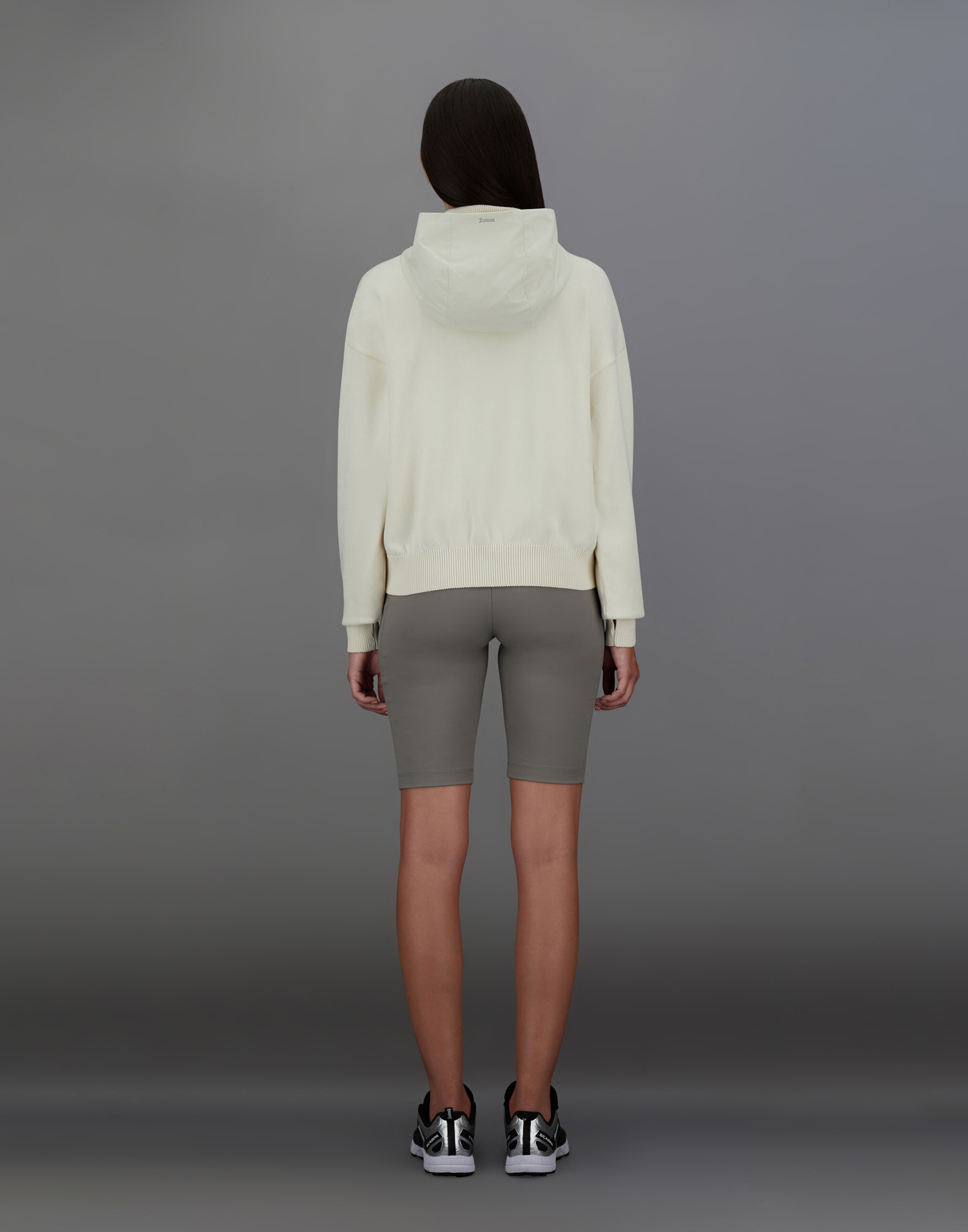 Herno Laminar Cardigan In Cony Knit And 2l Gore-tex In Cream